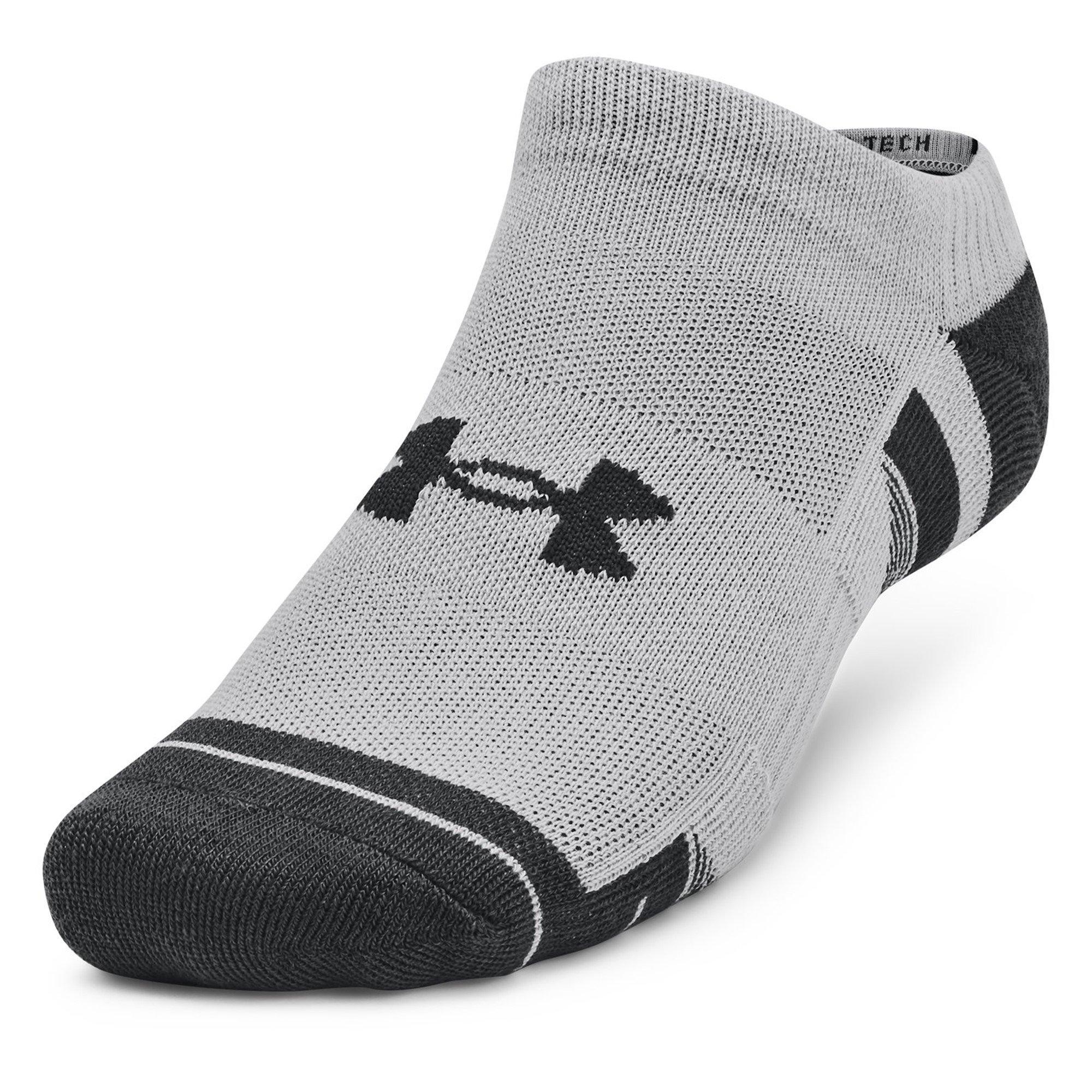 M.Gray/White - Under Armour - Tech Adults Performance No Show Socks 3 Pack - 2