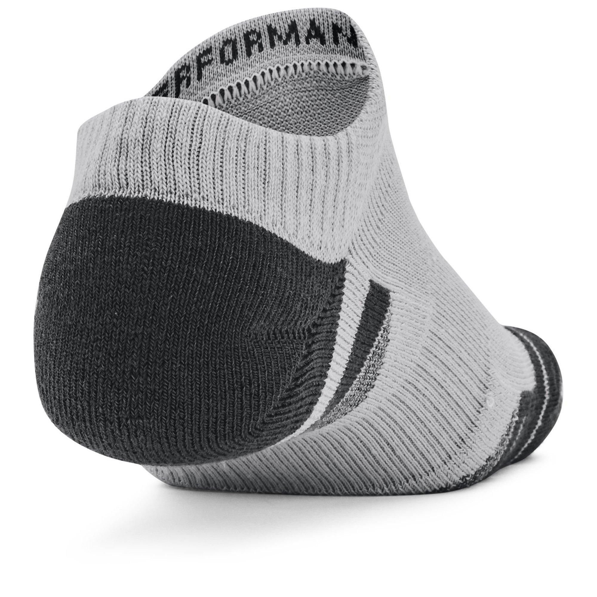 M.Gray/White - Under Armour - Tech Adults Performance No Show Socks 3 Pack - 3