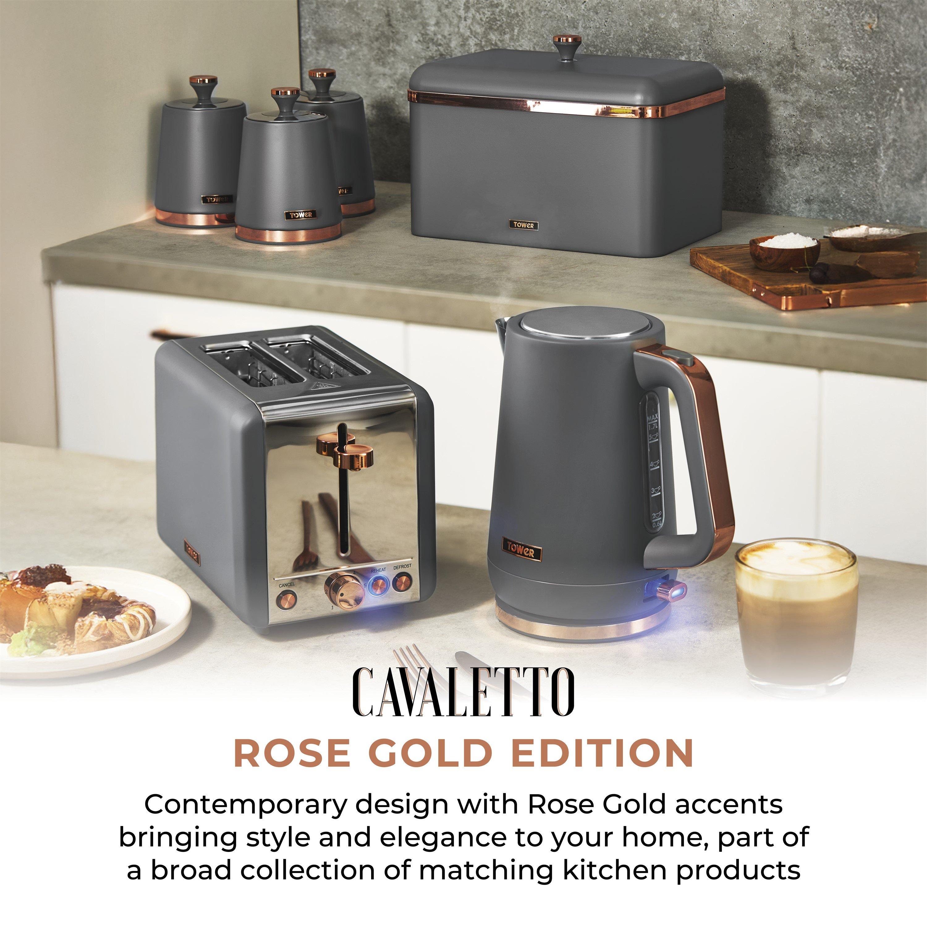 Grey - Tower - Cavaletto 1.7L Jug Kettle 3KW Grey and Rose Gold - 3