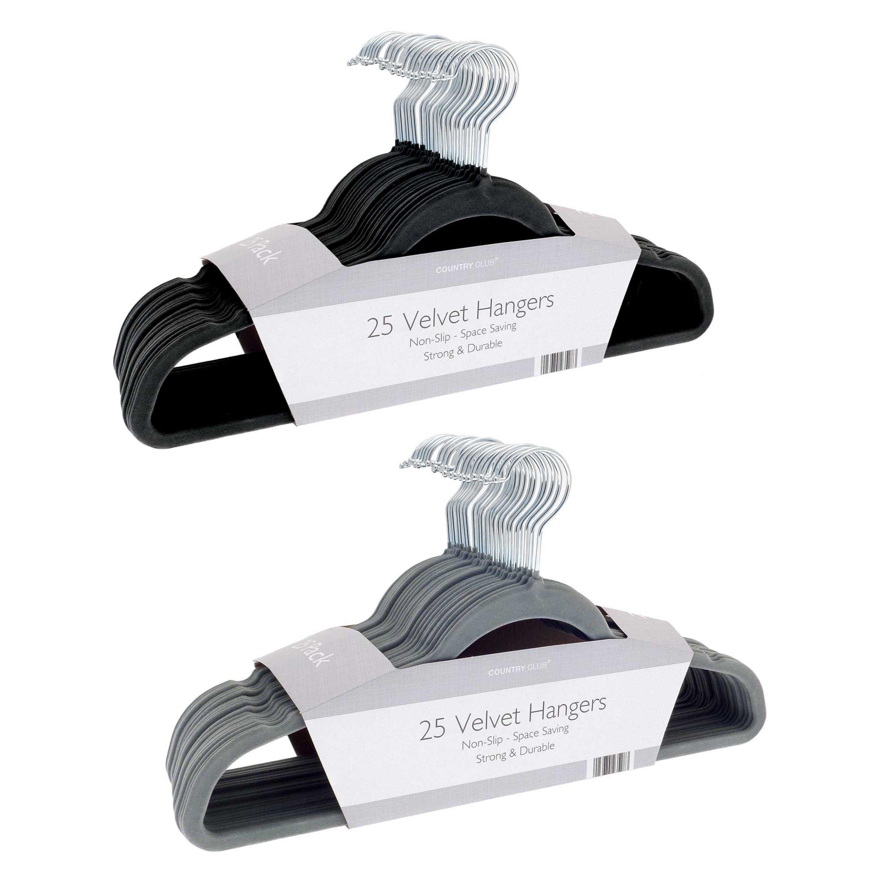 Grey - Country Club - Velvet Hangers with Swivel Hook - Pack of 25 - 2