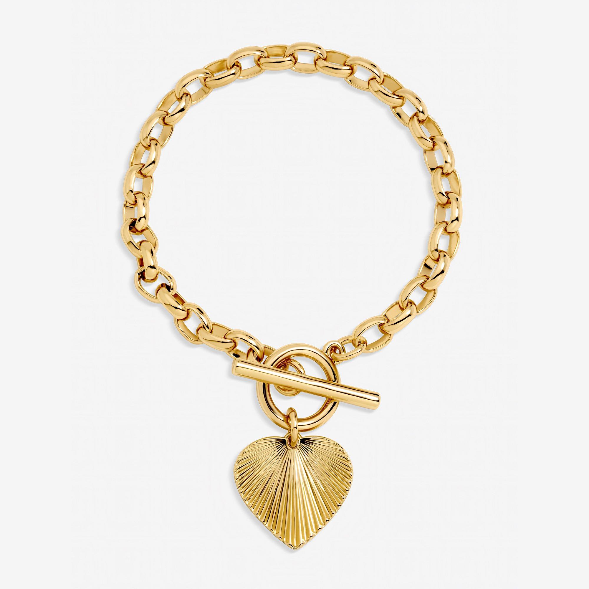 Inicio Gold Diamond Cut Heart T-Bar Bracelet - Gift Pouch