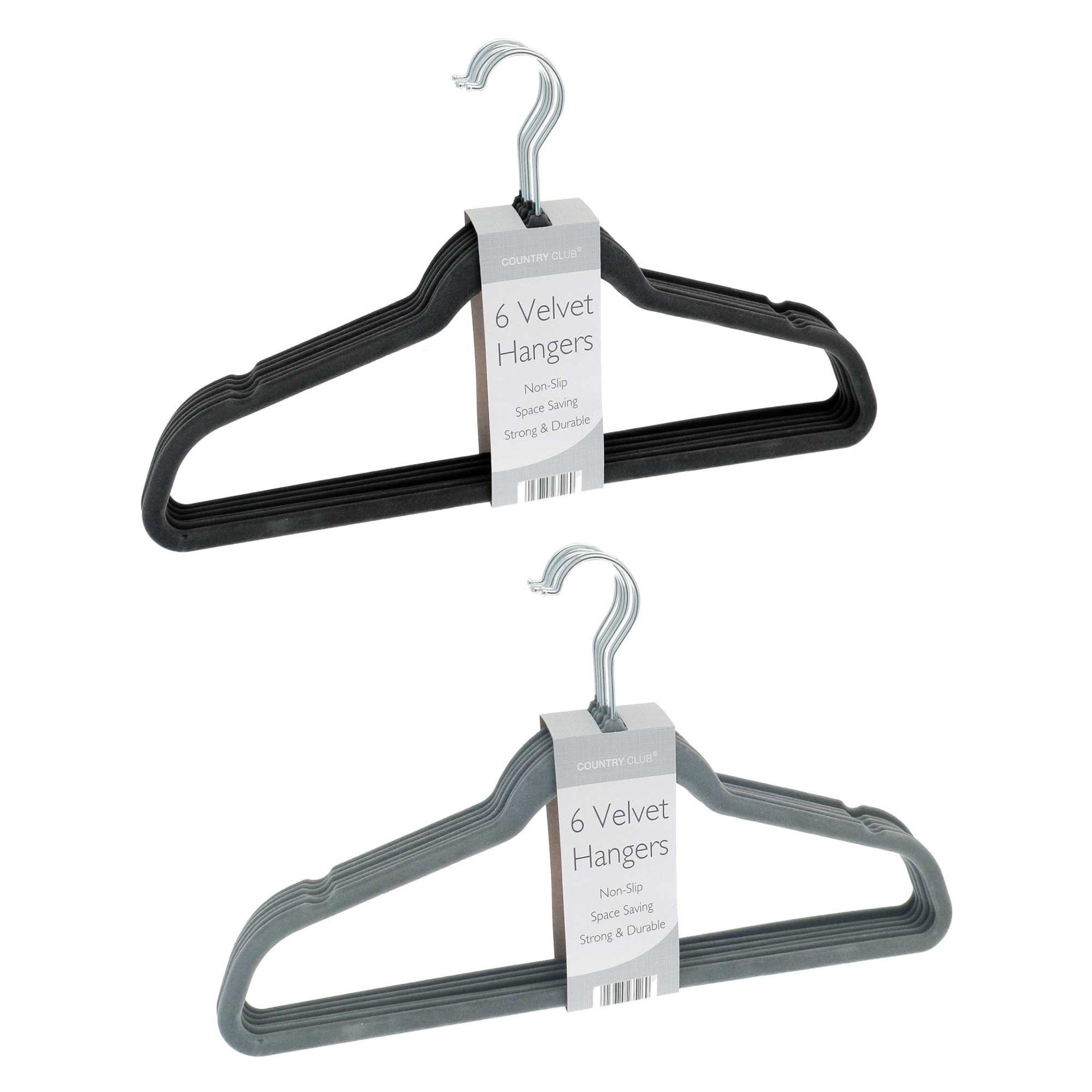 Grey - Country Club - Velvet Hangers with Swivel Hook - Pack of 6 - 2