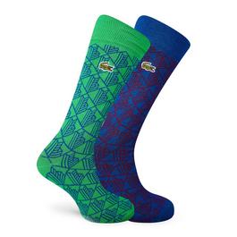 Lacoste 2 pack  Monogram Jacquard Socks