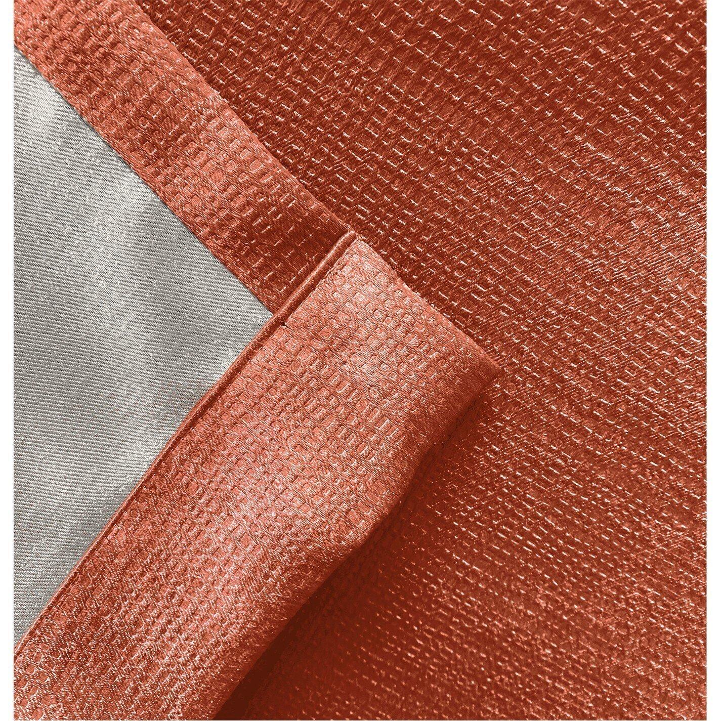 Orange - Enhanced Living - Matrix Orange Thermal Blockout Tape Top Curtain - 4