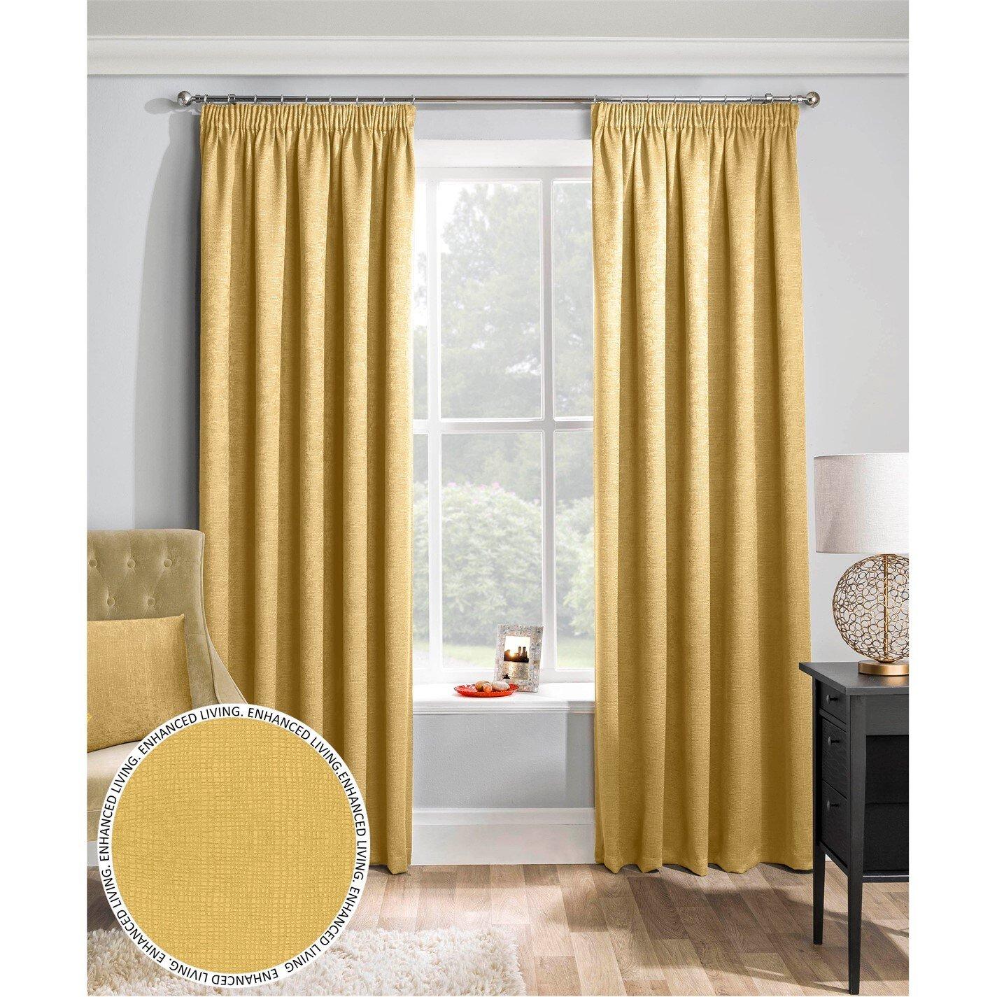 Ochre - Enhanced Living - Matrix Ochre Thermal Blockout Tape Top Curtain - 1