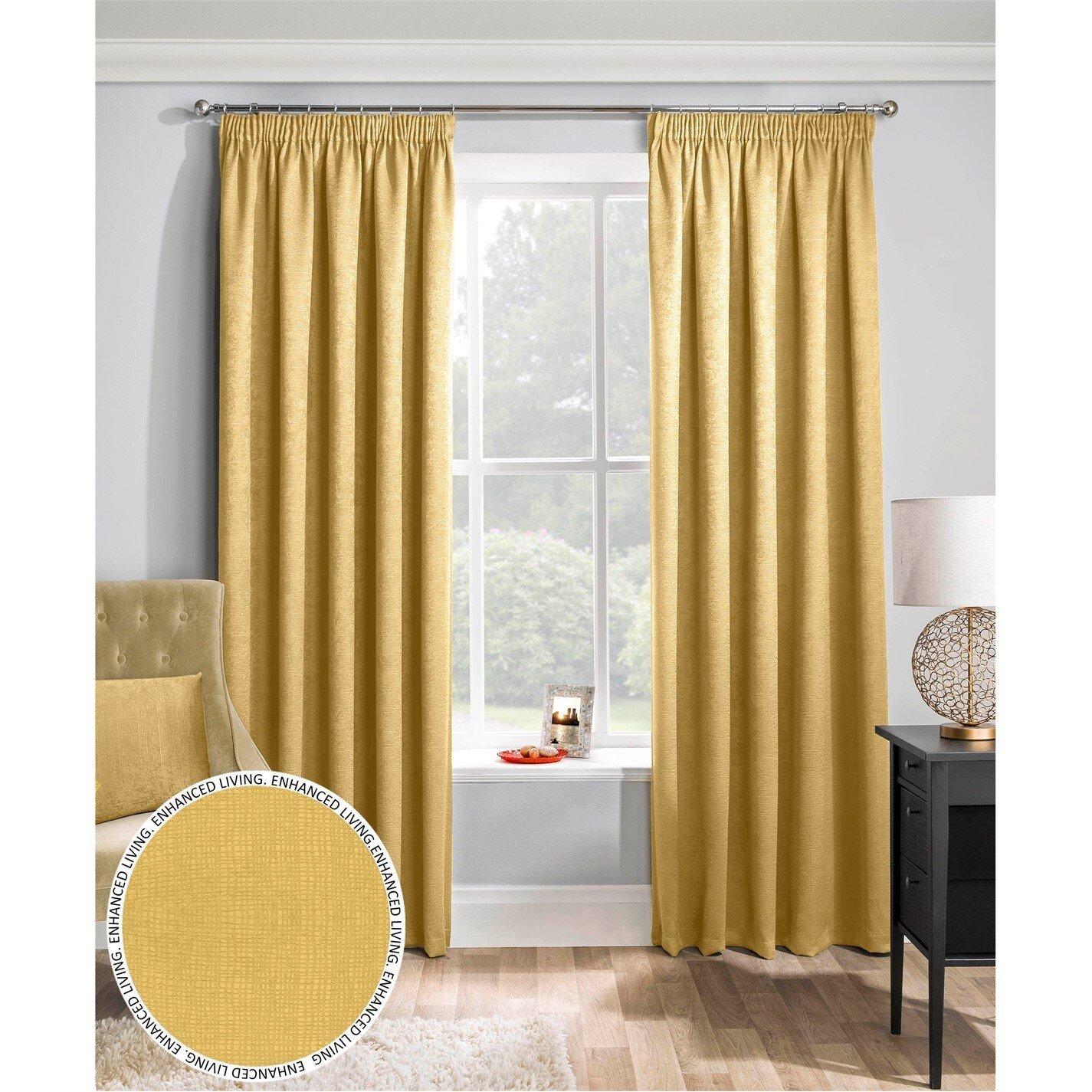 Enhanced Living  Matrix Thermal Blockout Tape Top Curtain Ochre - 168x229cm