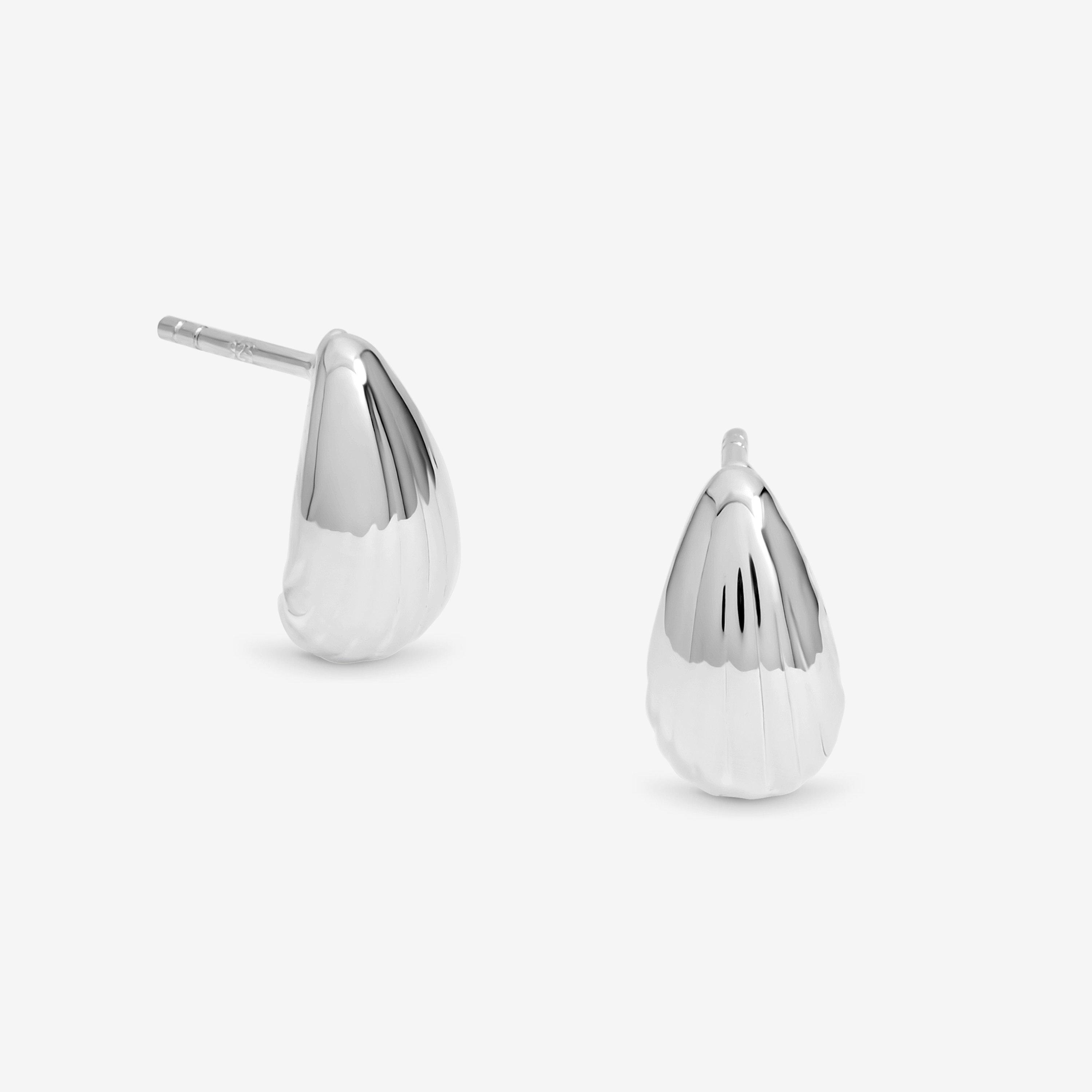 Silver - Simply Silver - Sterling Silver 925 Polished Ridged Dome Earrings - 1