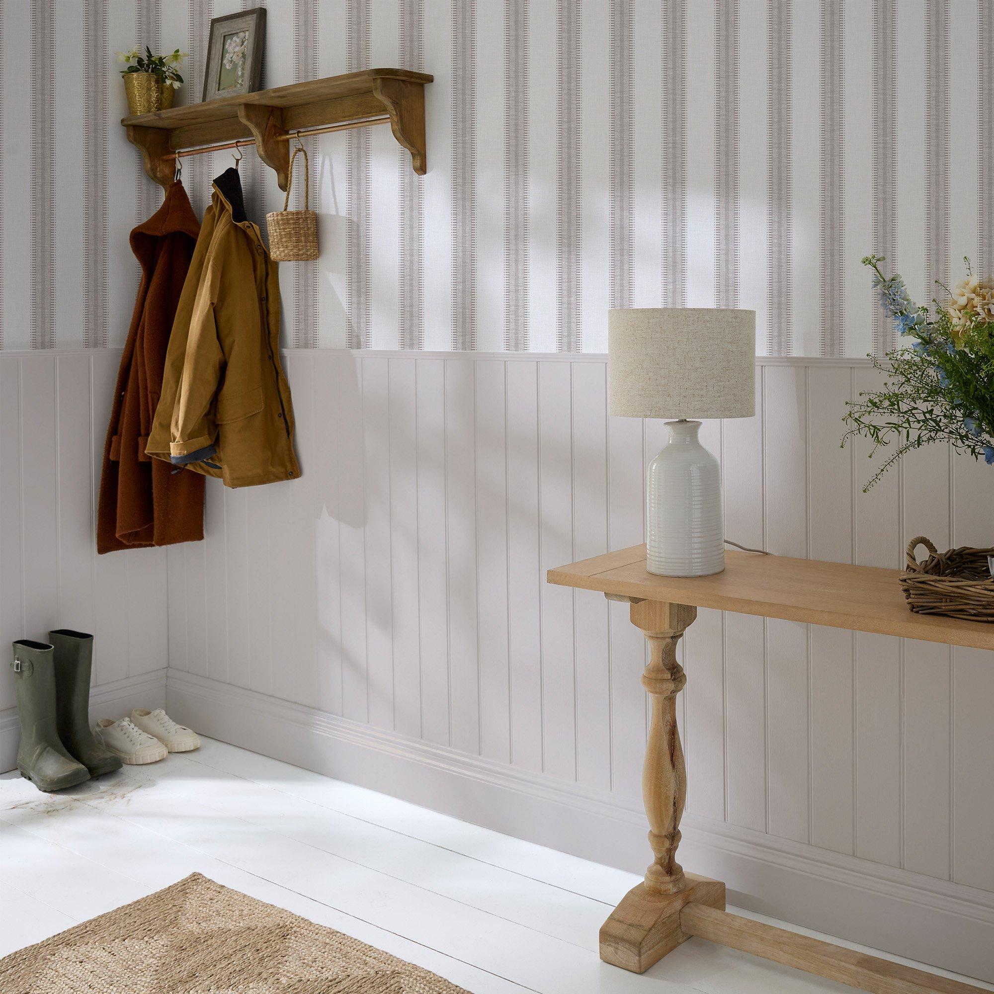 Taupe - Superfresco Easy - Sonnet Stripe Sand Wallpaper - 1