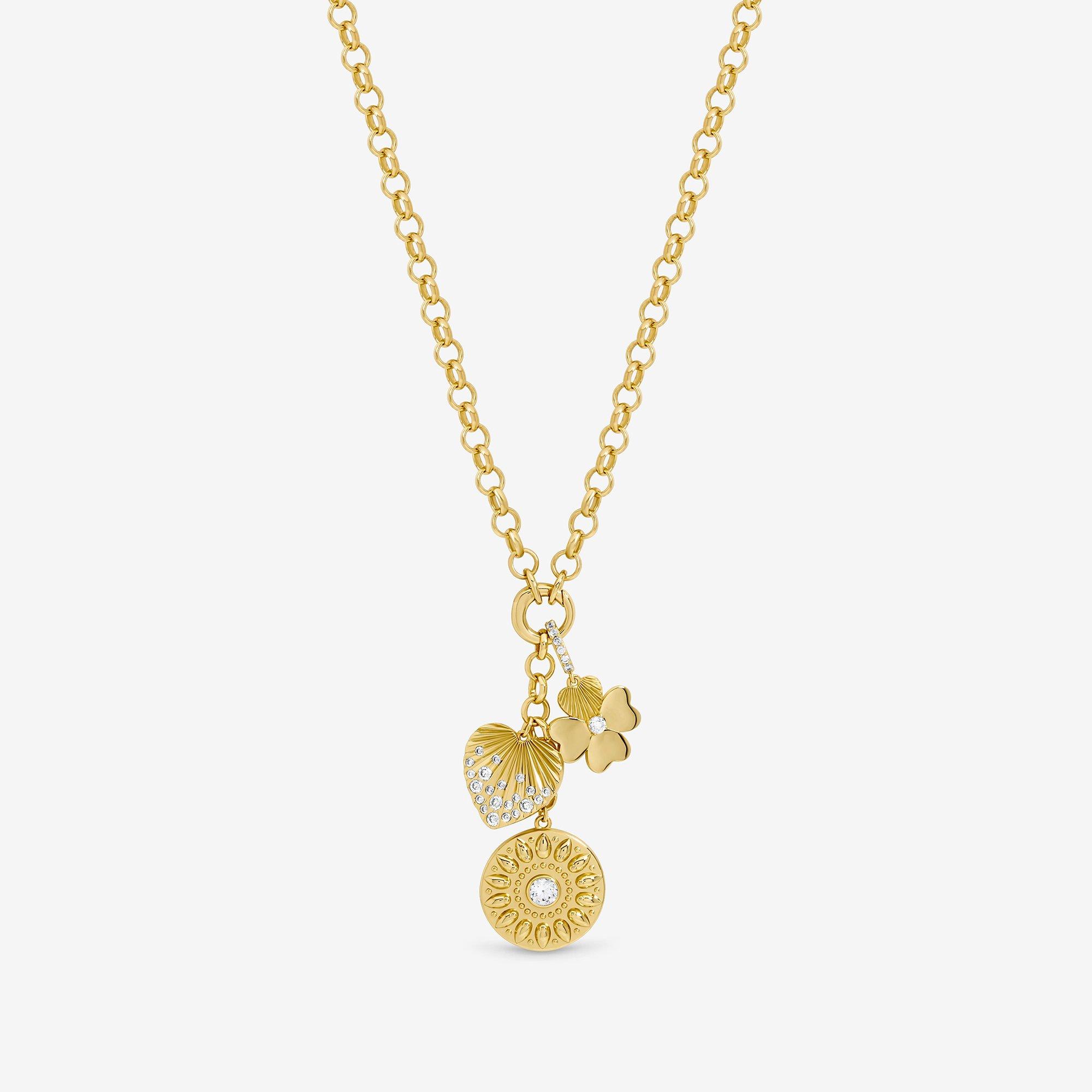 Inicio Gold Plated Multi Charm Necklace - Gift Pouch