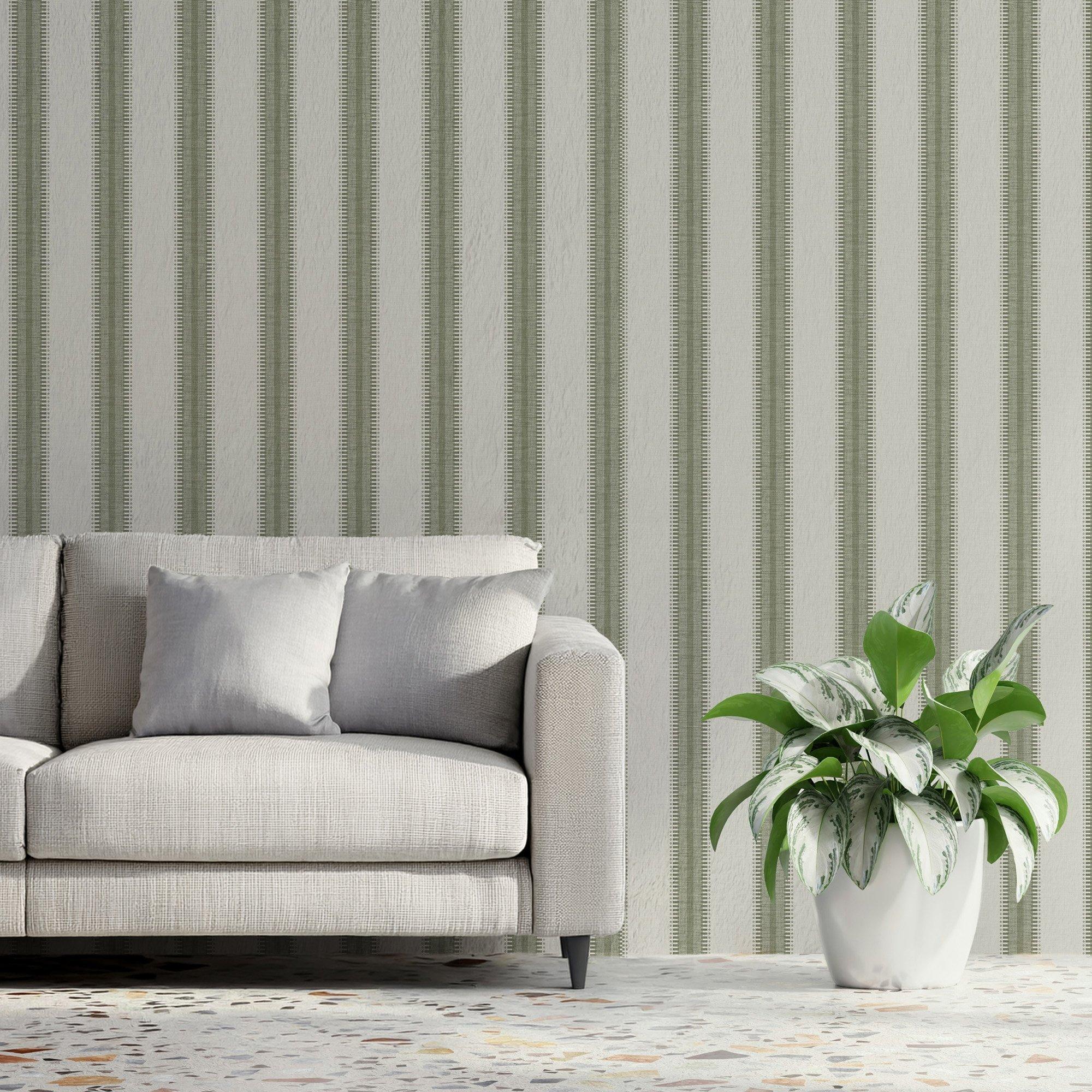 Sage - Superfresco Easy - Sonnet Stripe Sage Wallpaper - 1
