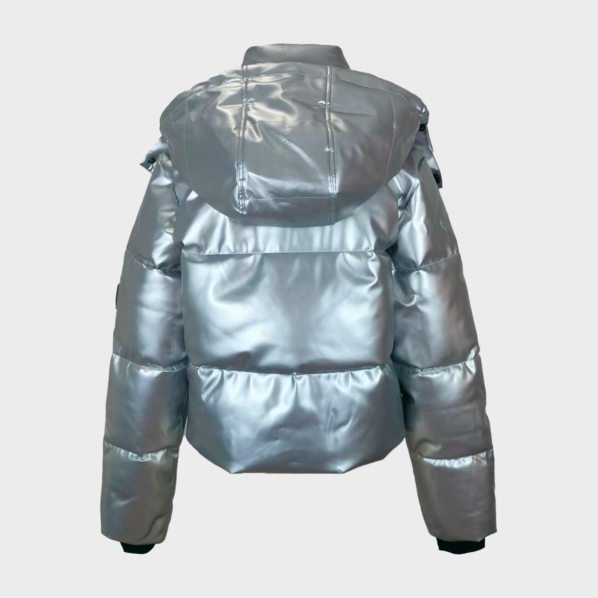 Silver - Jack Wills - Women's Cropped Puffer Waterproof Windproof Hooded Ski Jacket - 2