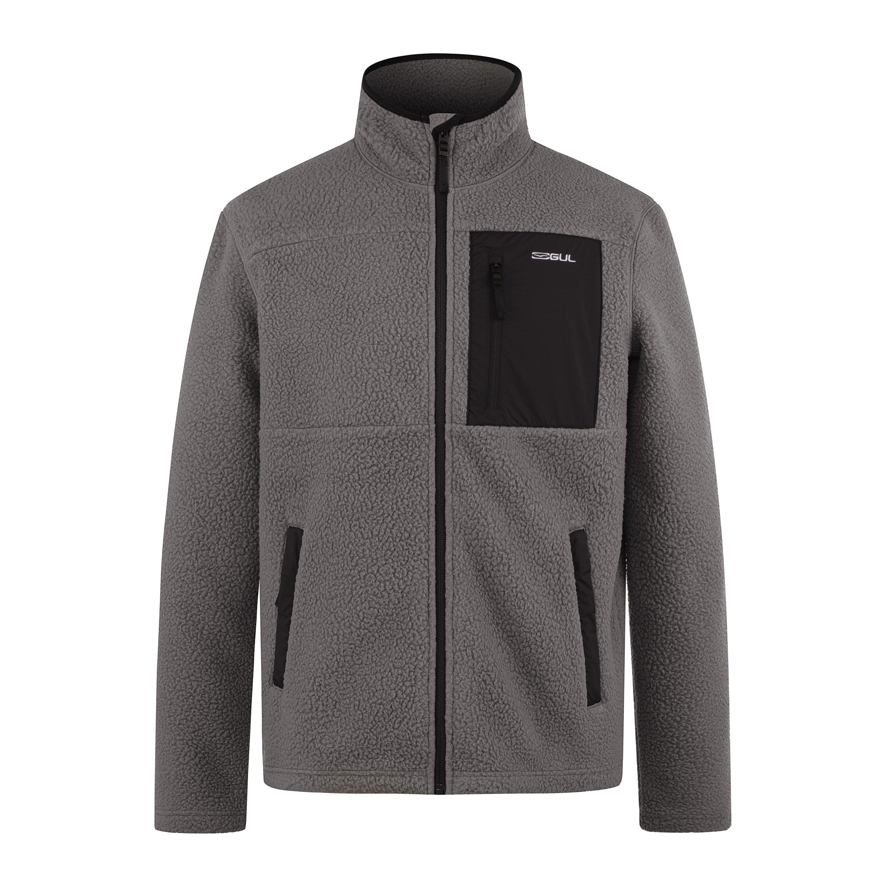 Gul Men's Sherpa Long Sleeve Funnel Neck Zip Pocket Fleece - Grey - 2XL