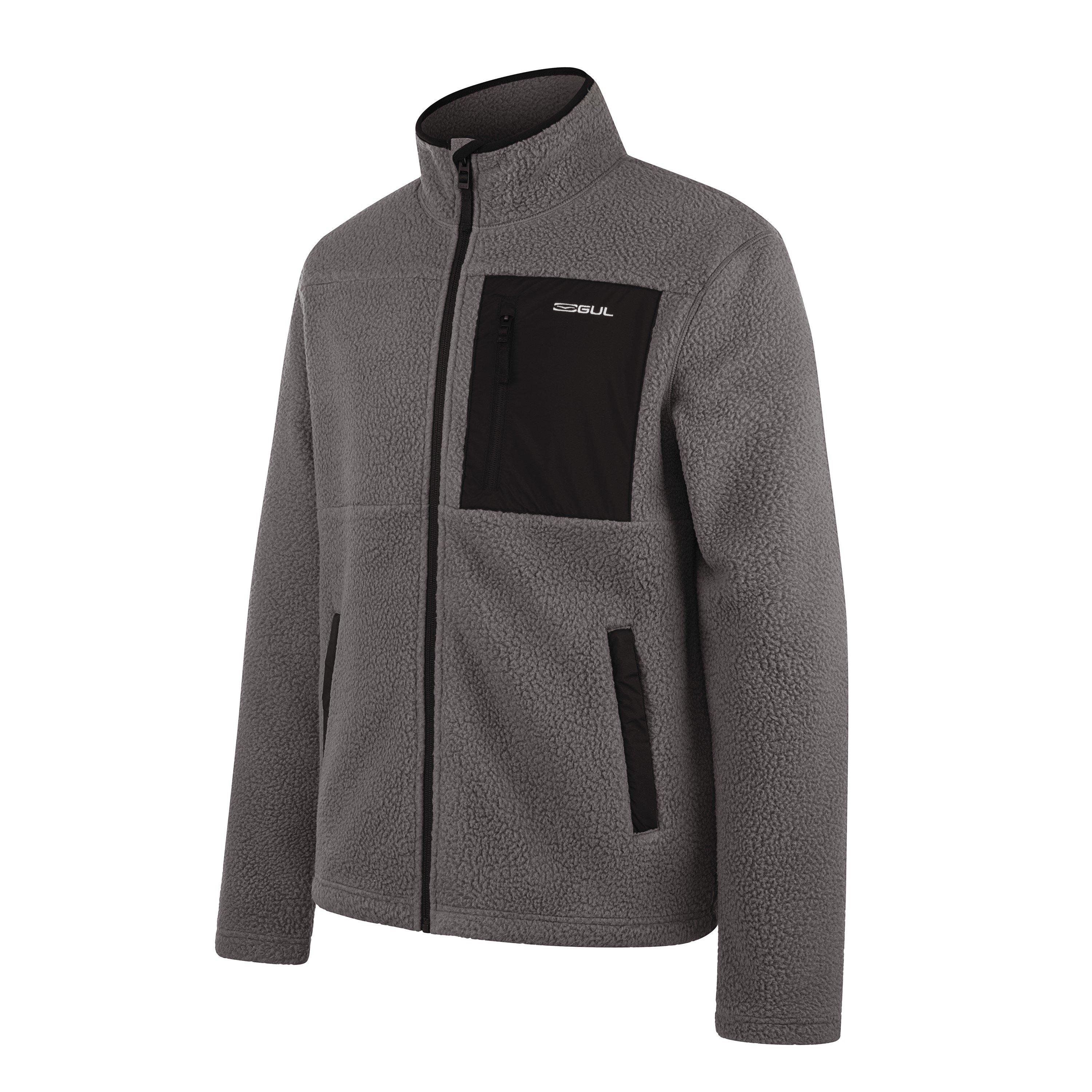 Grey - Gul - Men's Sherpa Long Sleeve Funnel Neck Zip Pocket Fleece - 3