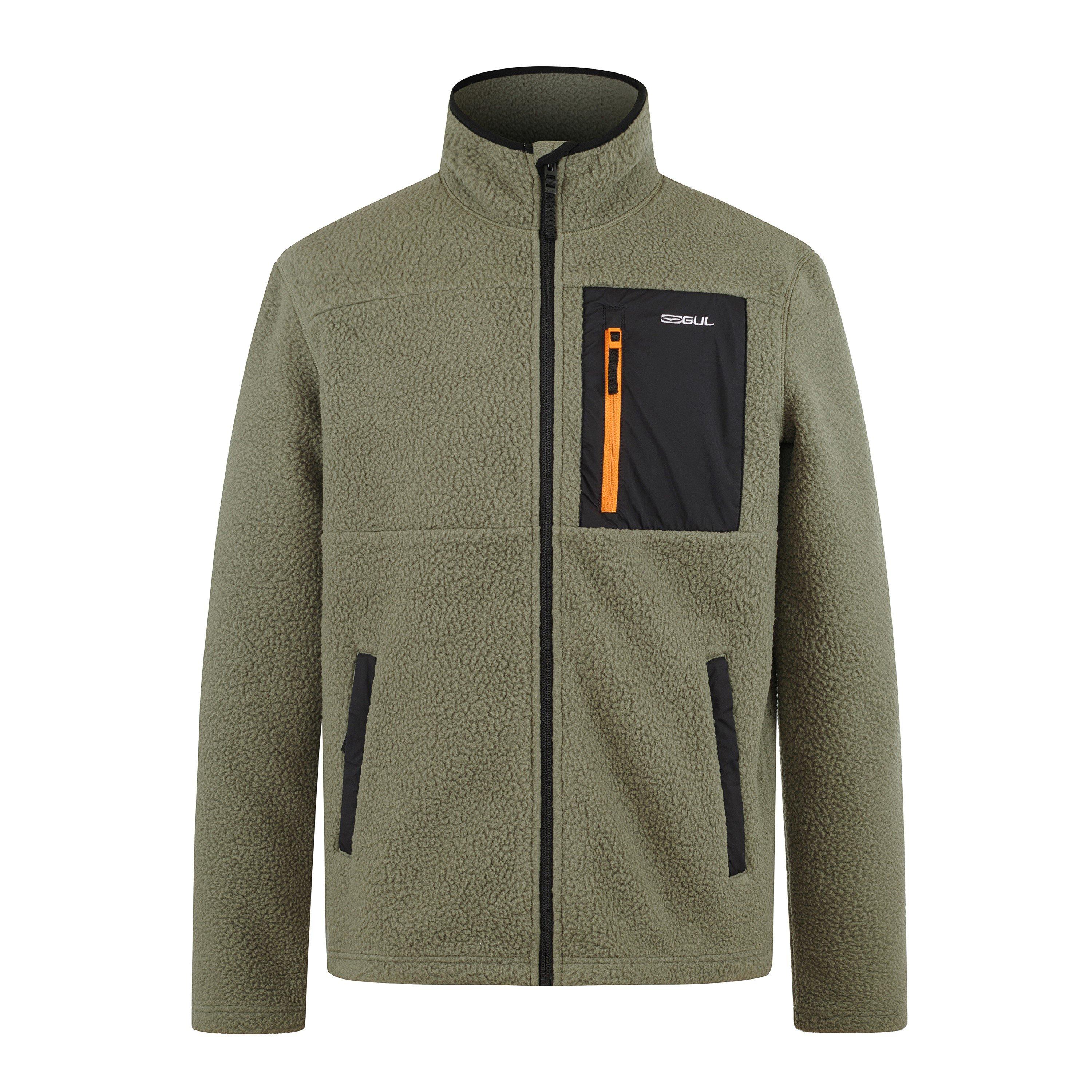 Gul Men's Sherpa Long Sleeve Funnel Neck Zip Pocket Fleece - Khaki - XL