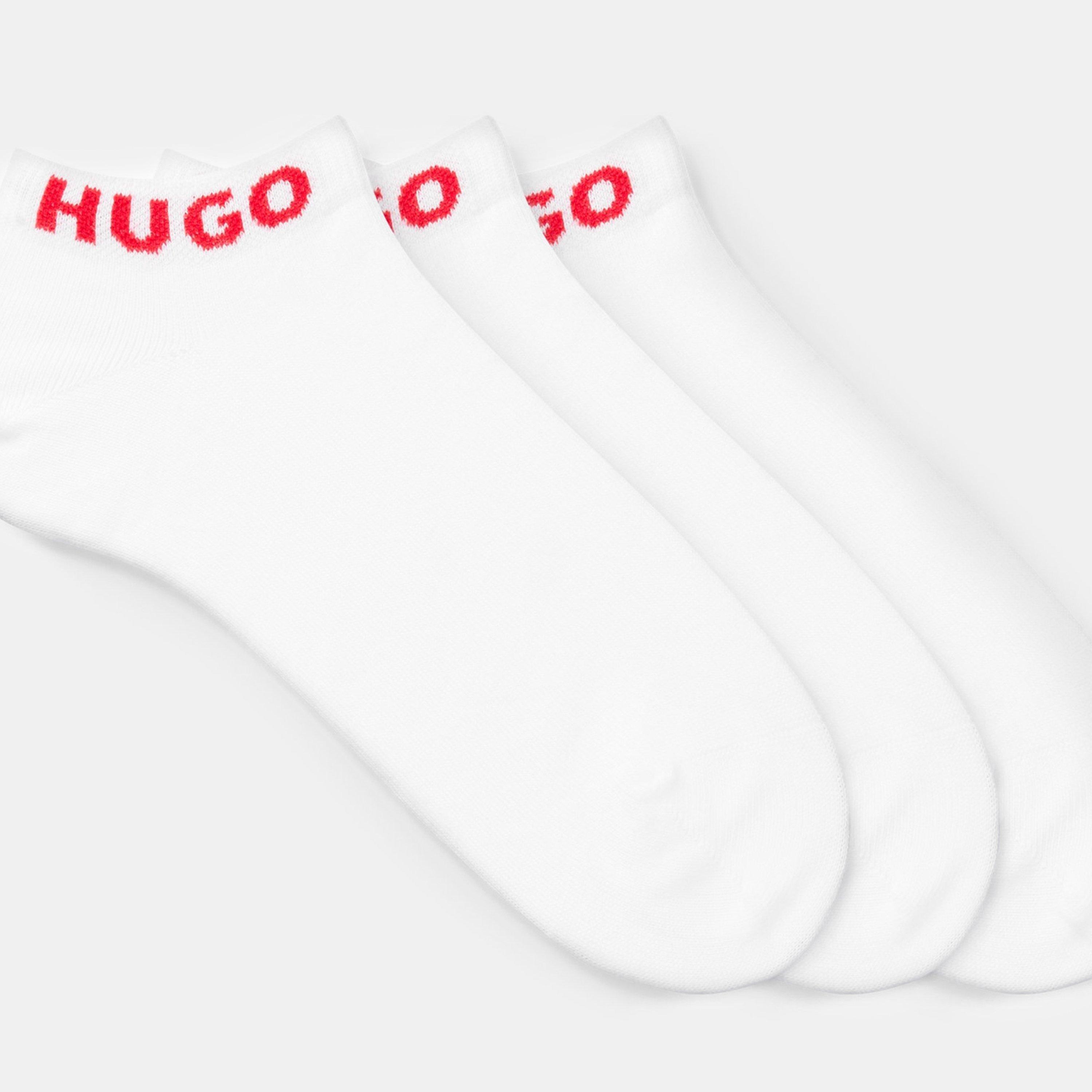 White - Hugo - Three Pack Logo Cuff Ankle Socks - 1