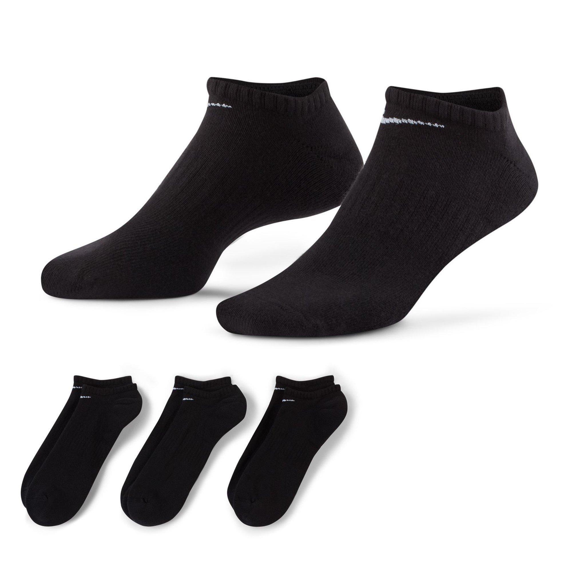 Nike  3 Pack Cushioned No Show Socks - Black/White - Ladies 4-8