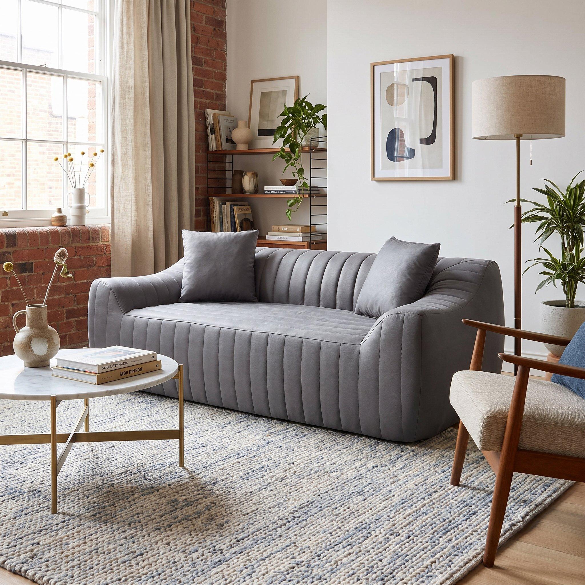Grey - Urban Meuble - Modern Channel-Tufted 2-Seater Sofa - 1
