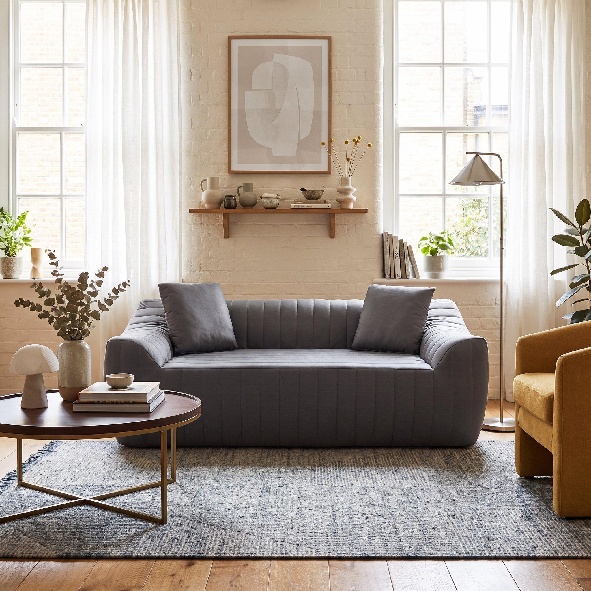 Grey - Urban Meuble - Modern Channel-Tufted 2-Seater Sofa - 2