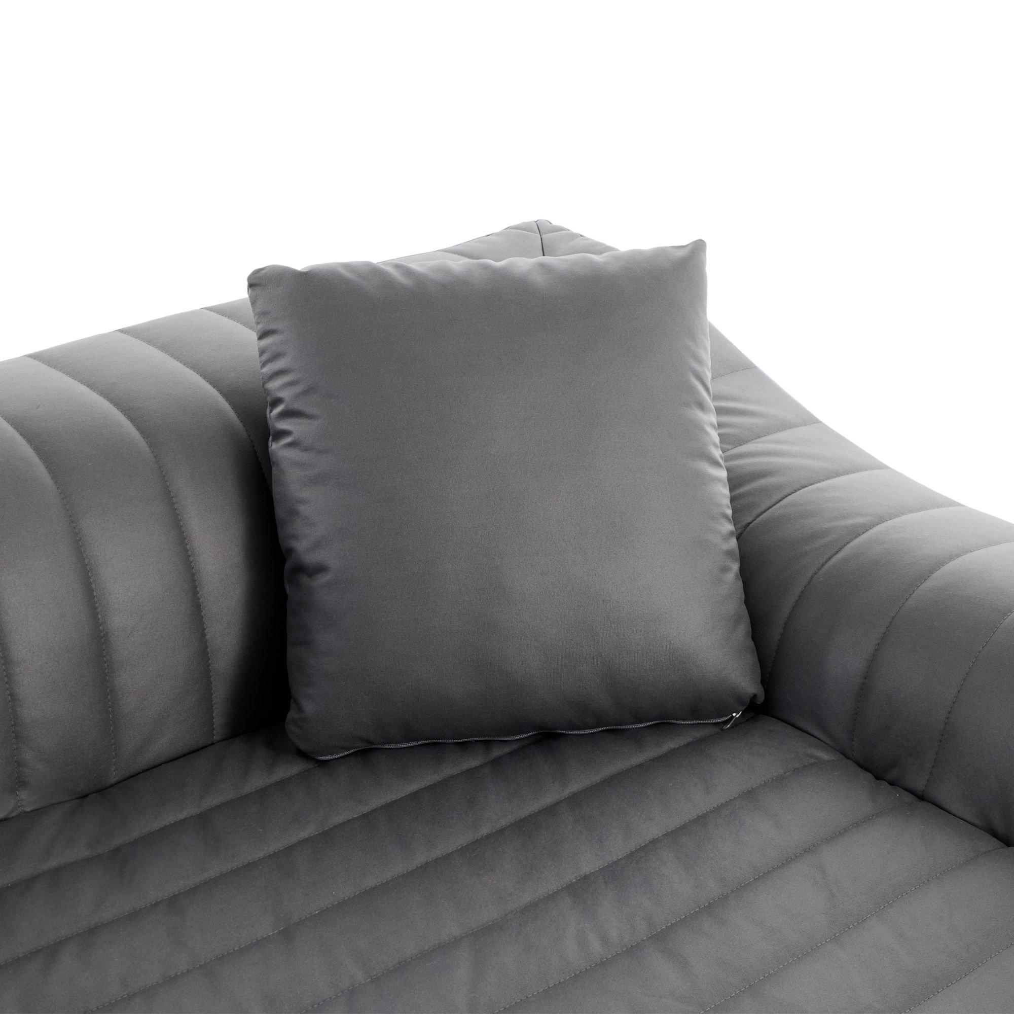 Grey - Urban Meuble - Modern Channel-Tufted 2-Seater Sofa - 12