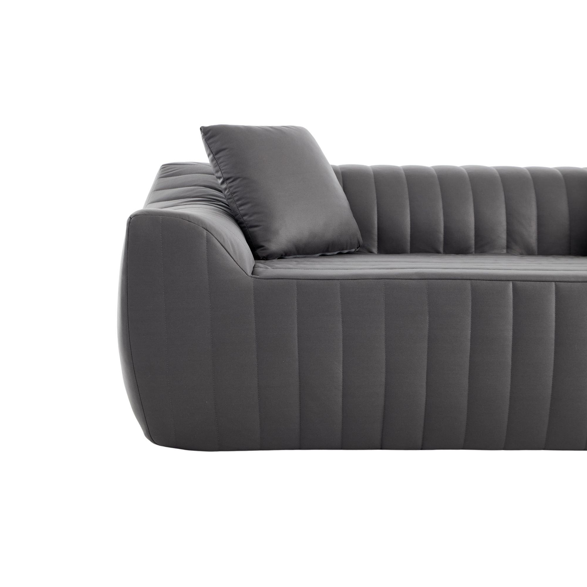 Grey - Urban Meuble - Modern Channel-Tufted 2-Seater Sofa - 16