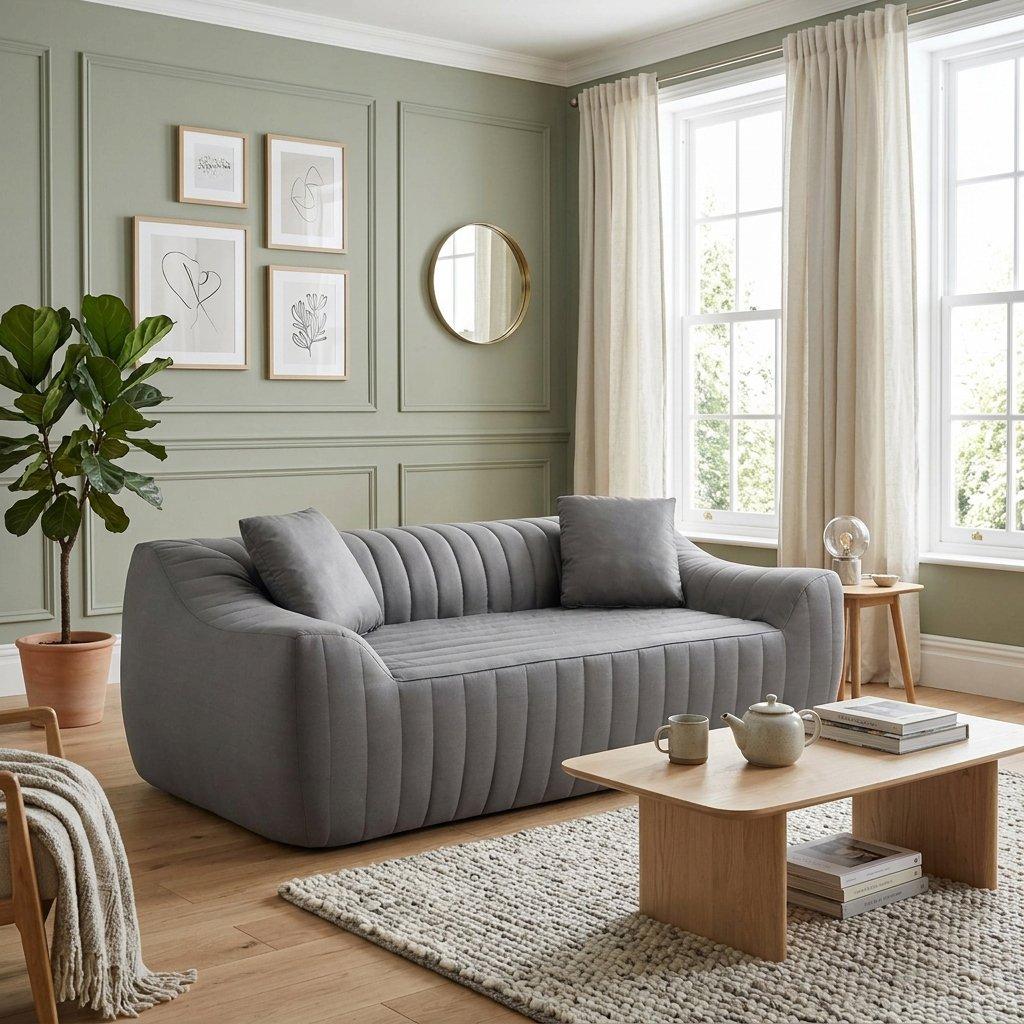 Grey - Urban Meuble - Modern Channel-Tufted 2-Seater Sofa - 3