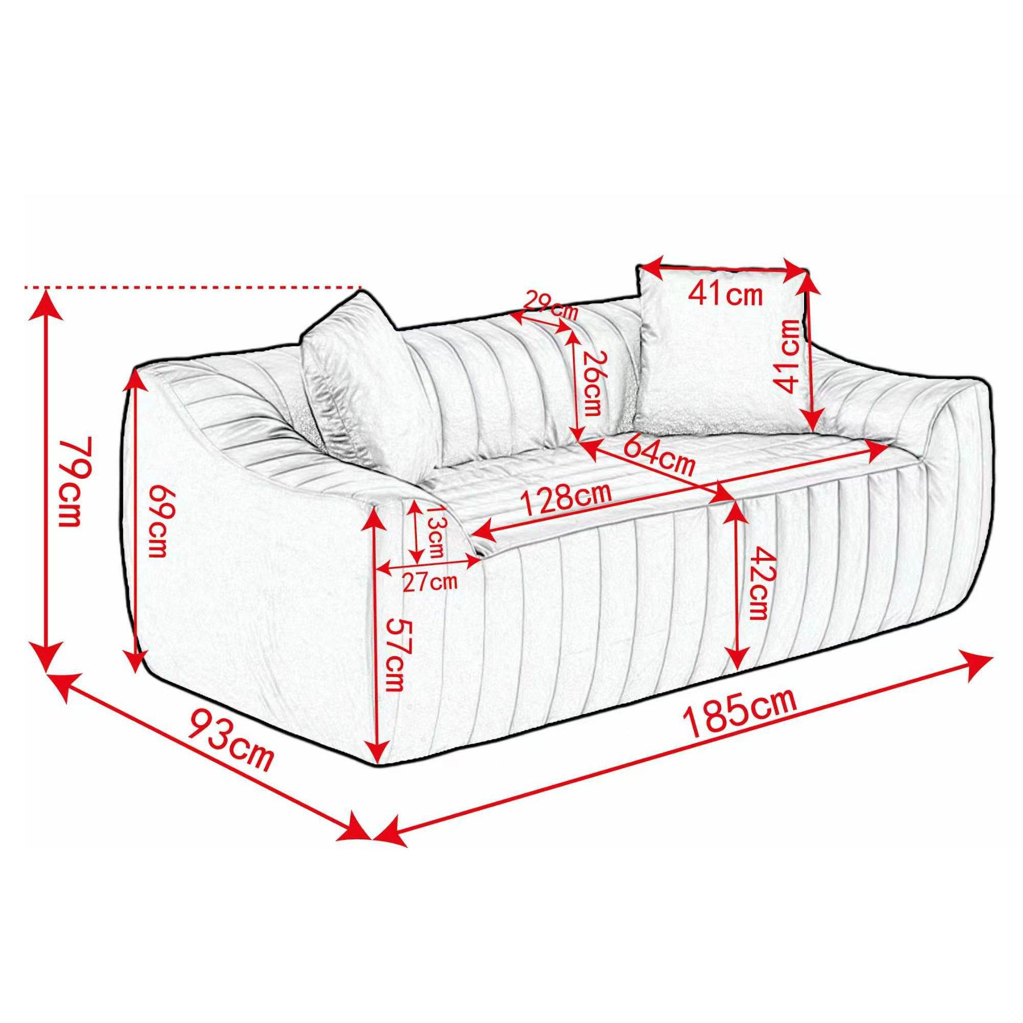 Grey - Urban Meuble - Modern Channel-Tufted 2-Seater Sofa - 6
