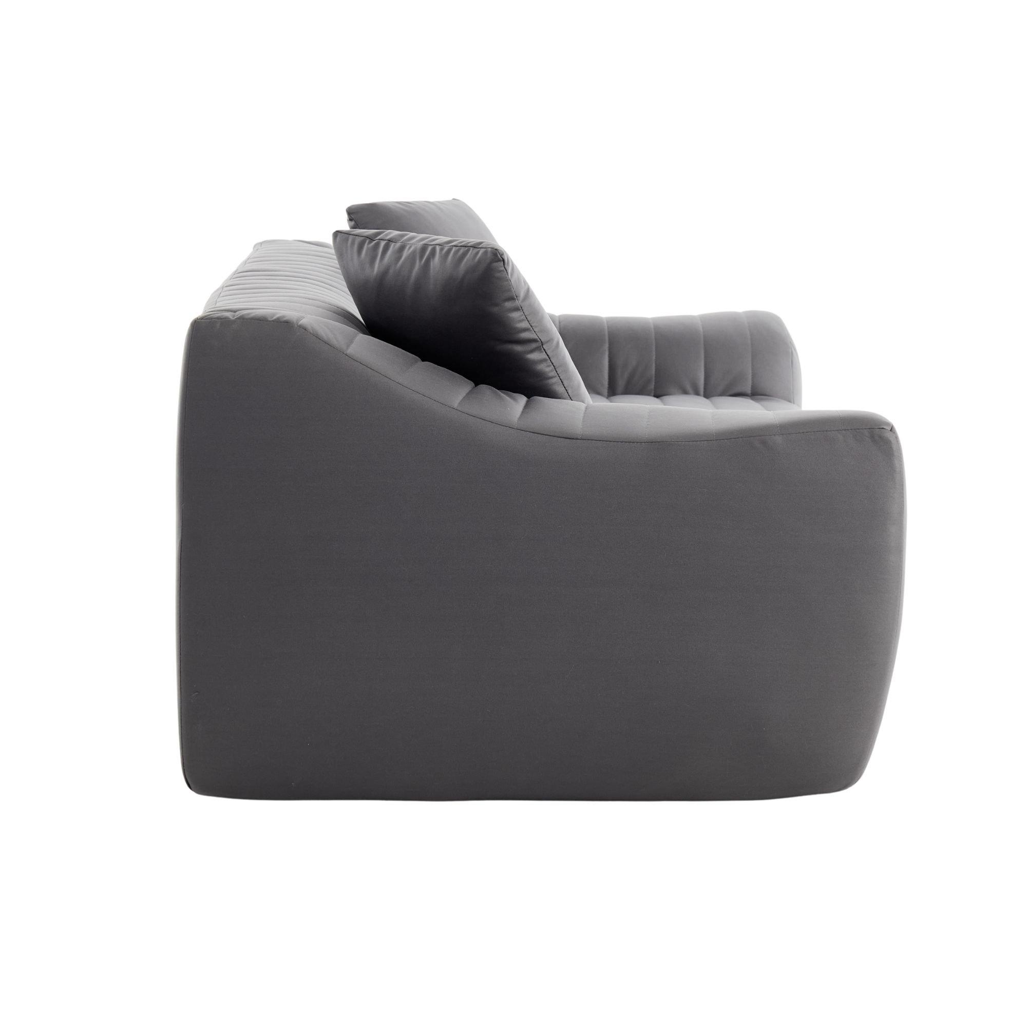 Grey - Urban Meuble - Modern Channel-Tufted 2-Seater Sofa - 8