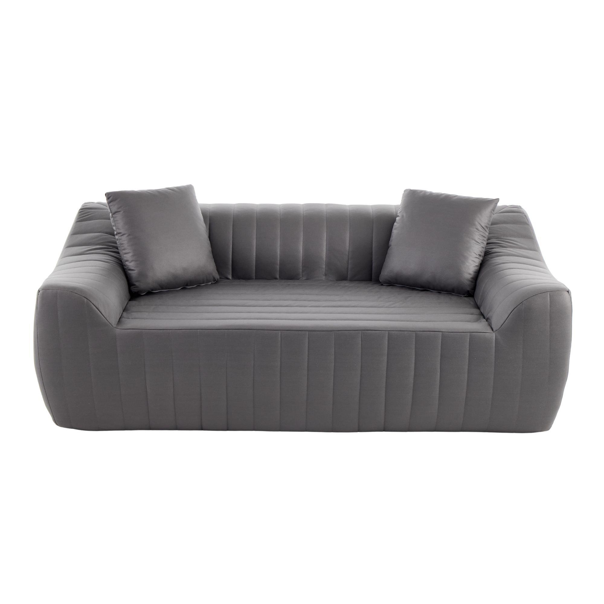 Grey - Urban Meuble - Modern Channel-Tufted 2-Seater Sofa - 10