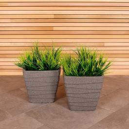 Charles Bentley Square Trojan Planter Granite Set of 2