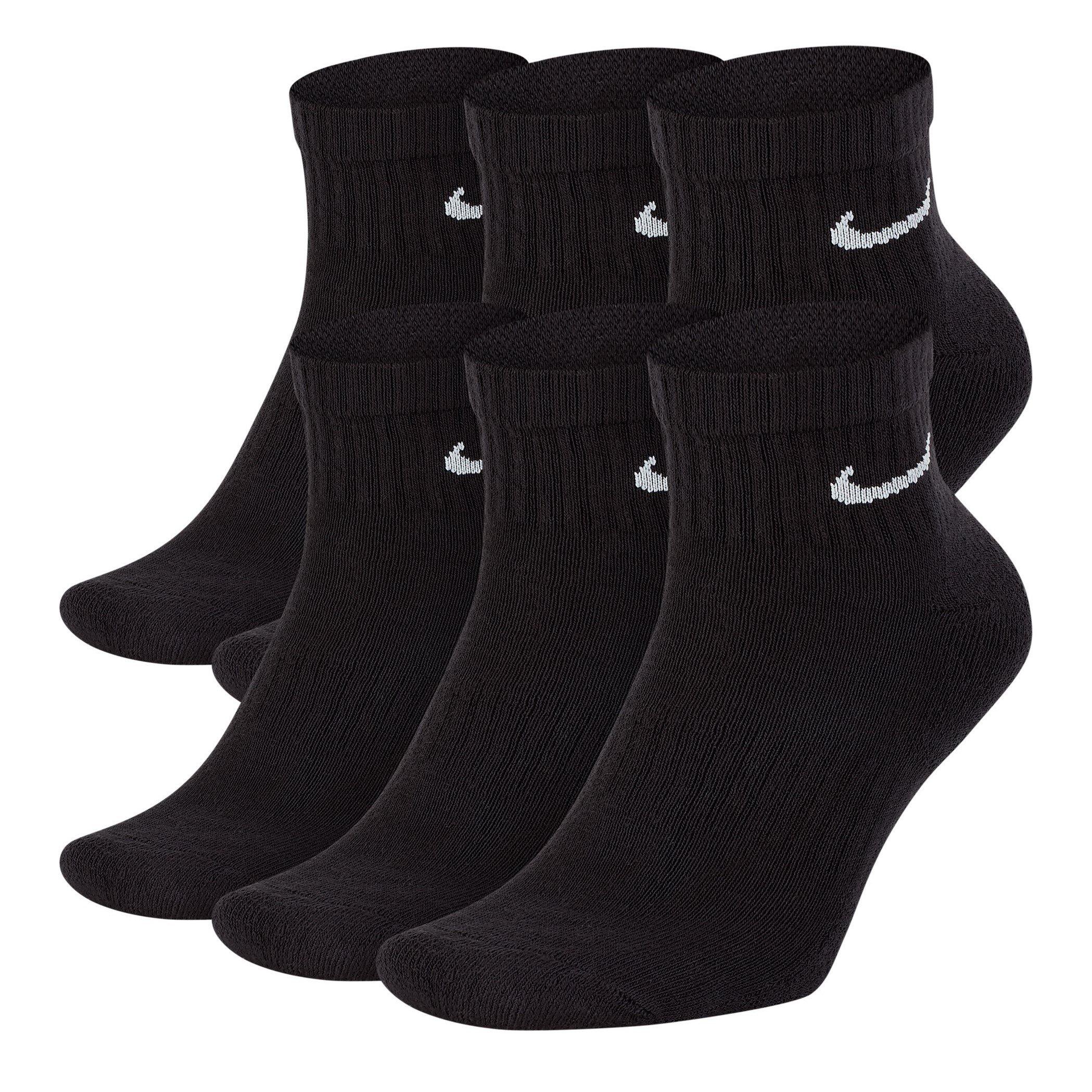 Nike Men's 6 Pack Quarter Socks - Black/White - 8-11(L)
