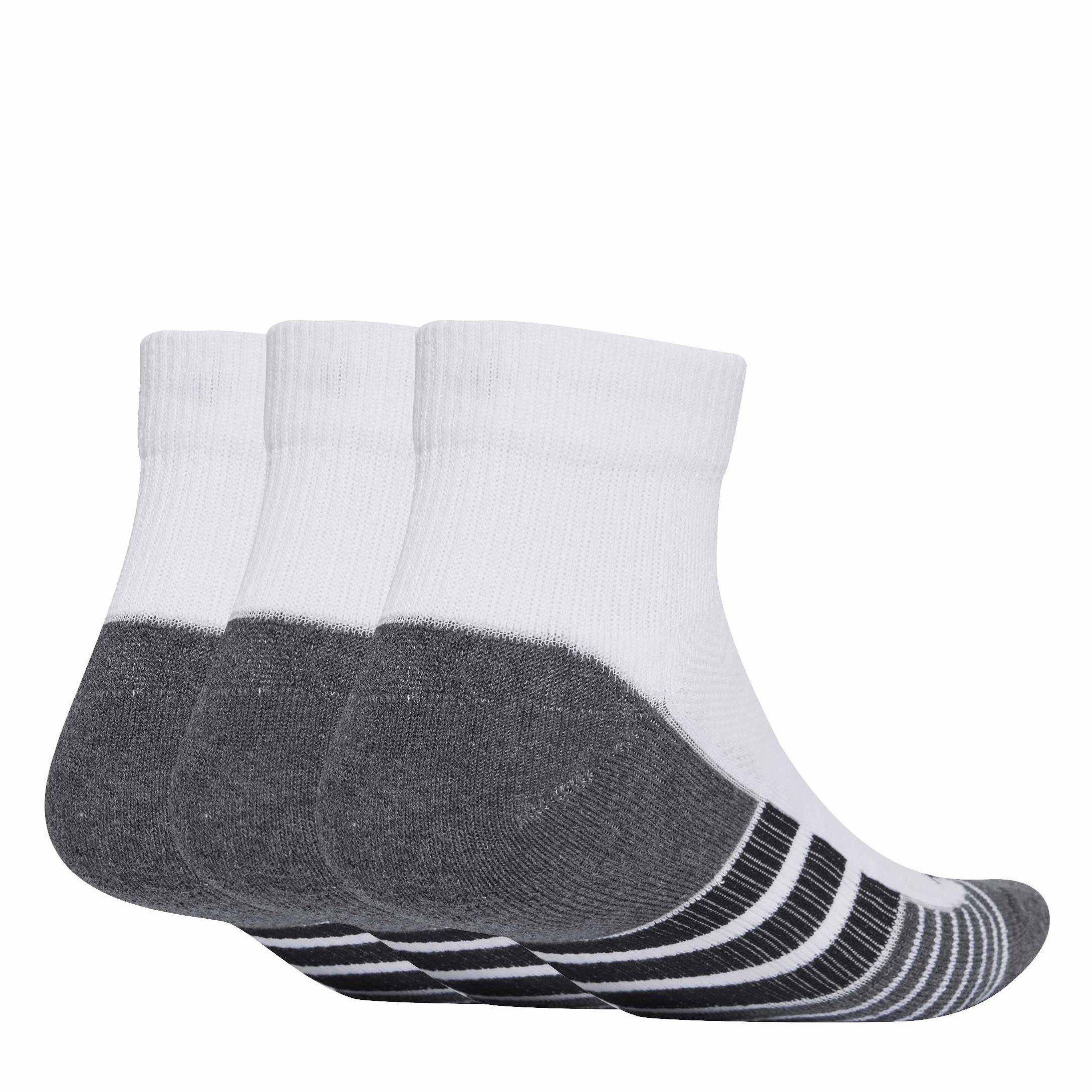 White/Black - adidas - Unisex Cushioned Cotton Quarter Socks 3 Pack - 2