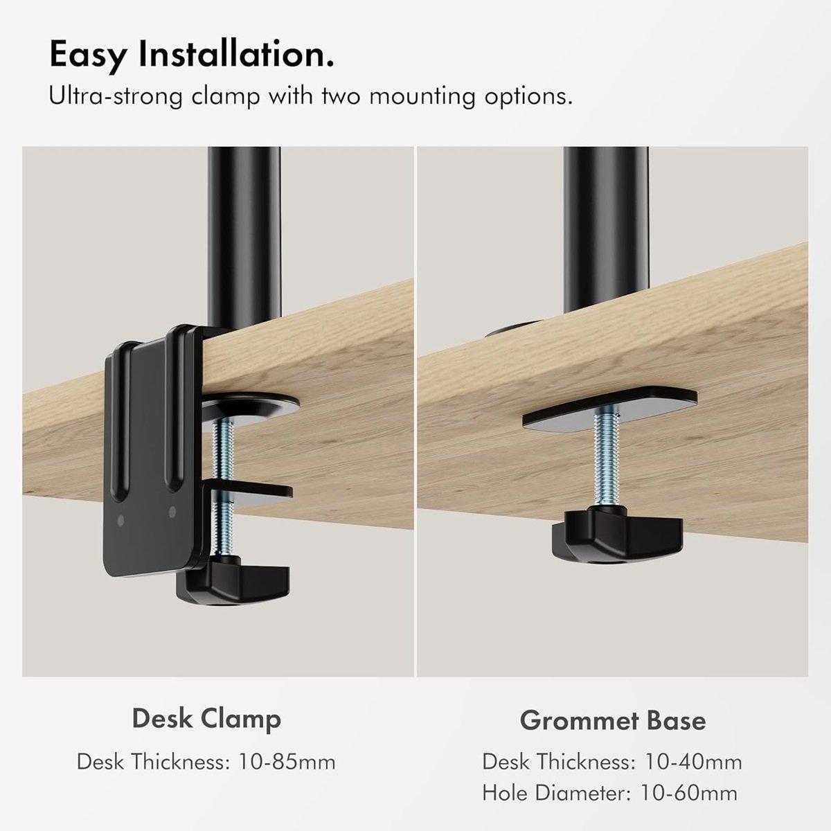 Black - VonHaus - 17-27 Gas Triple Monitor Arm - 4