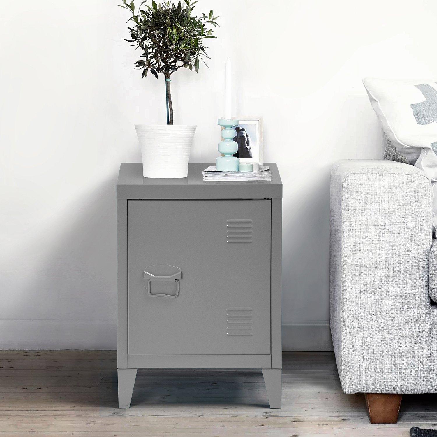 Grey - Urban Meuble - Modern Metal Bedside Cabinet - 1