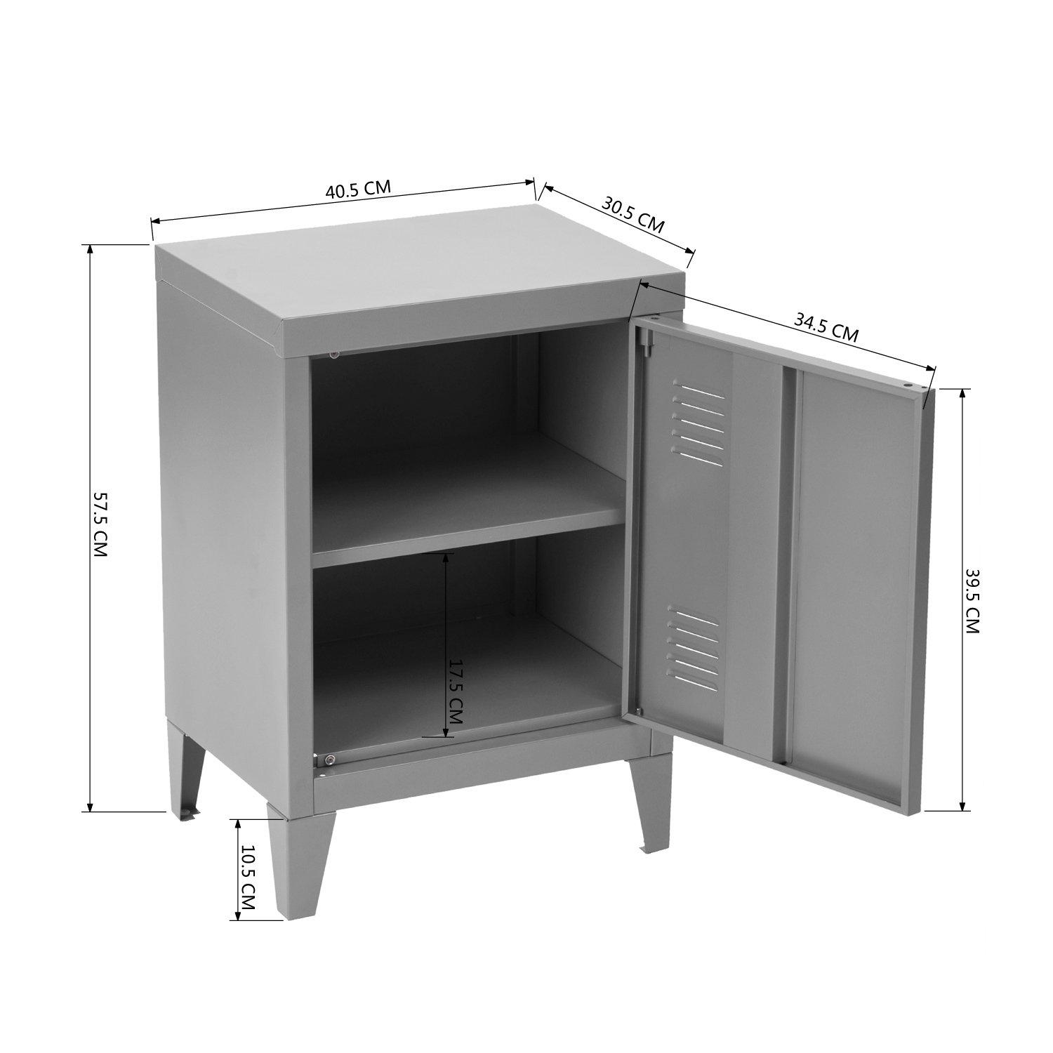 Grey - Urban Meuble - Modern Metal Bedside Cabinet - 5