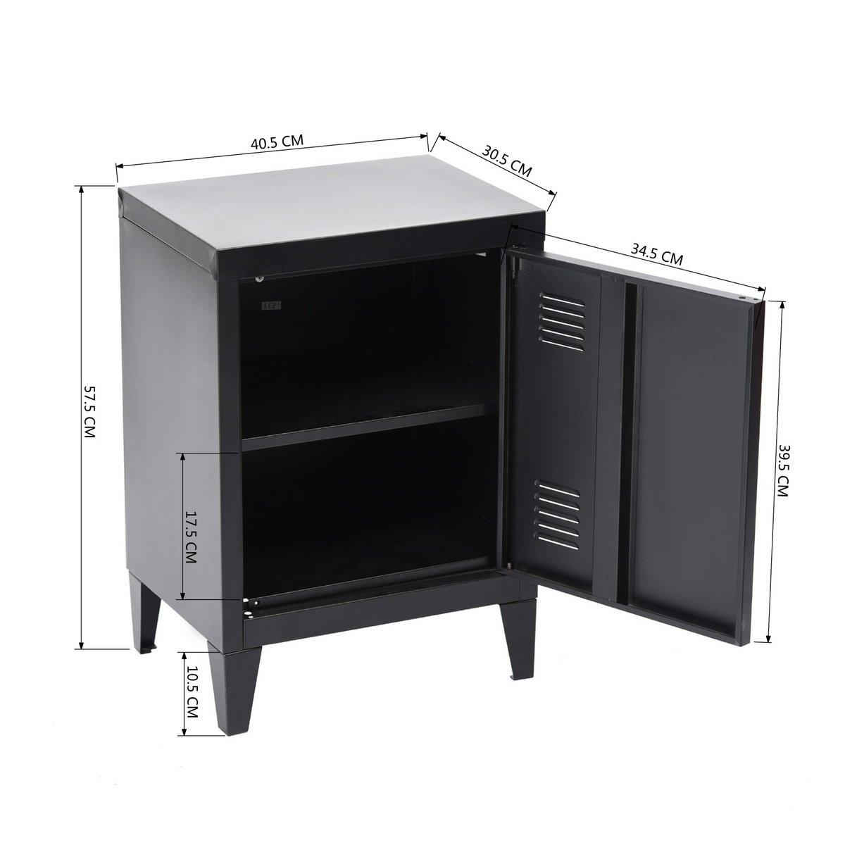 Black - Urban Meuble - Modern Metal Bedside Cabinet - 6