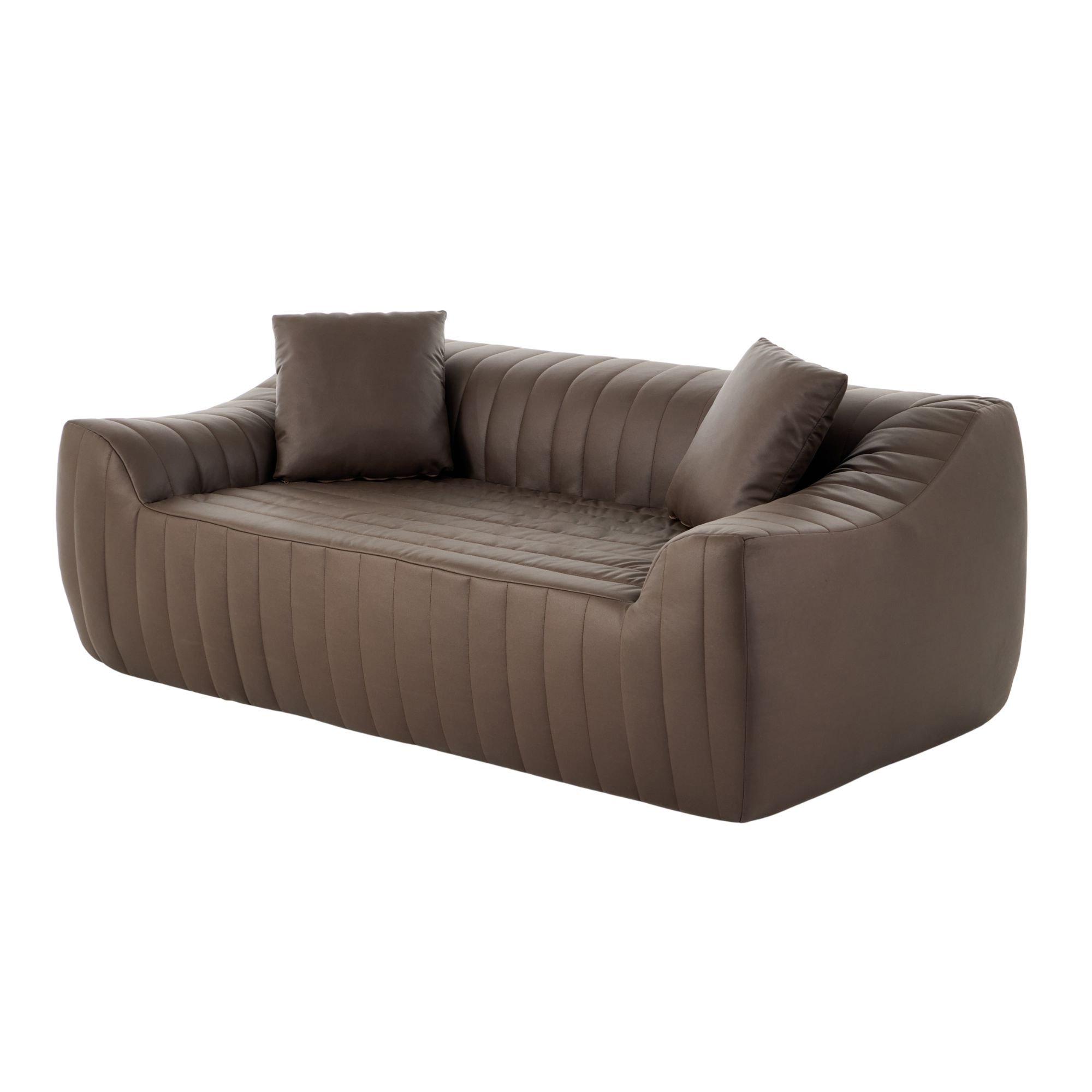 Brown - Urban Meuble - Modern Channel-Tufted 2-Seater Sofa - 11