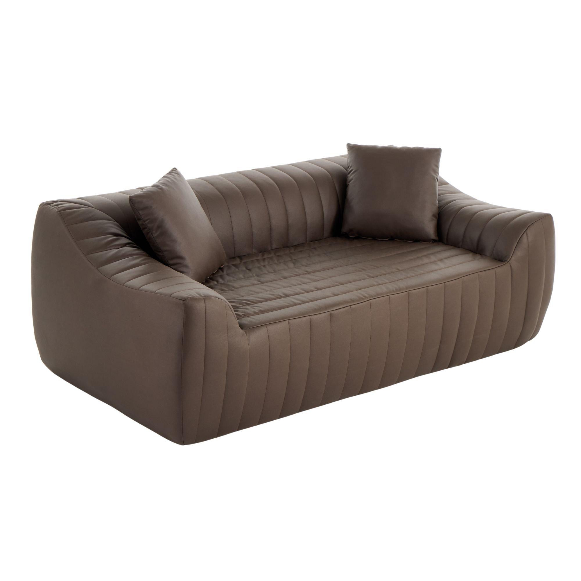 Brown - Urban Meuble - Modern Channel-Tufted 2-Seater Sofa - 12