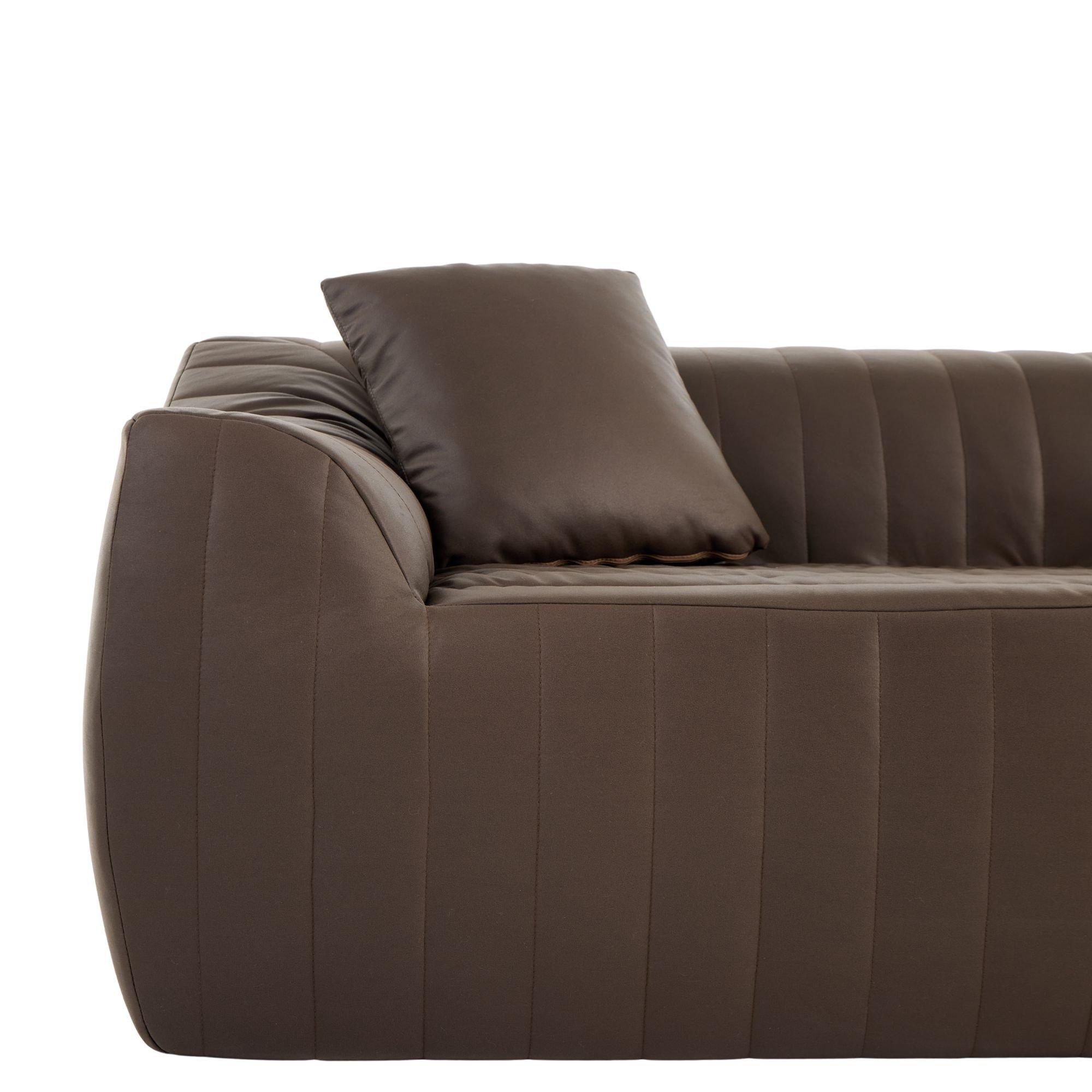 Brown - Urban Meuble - Modern Channel-Tufted 2-Seater Sofa - 13