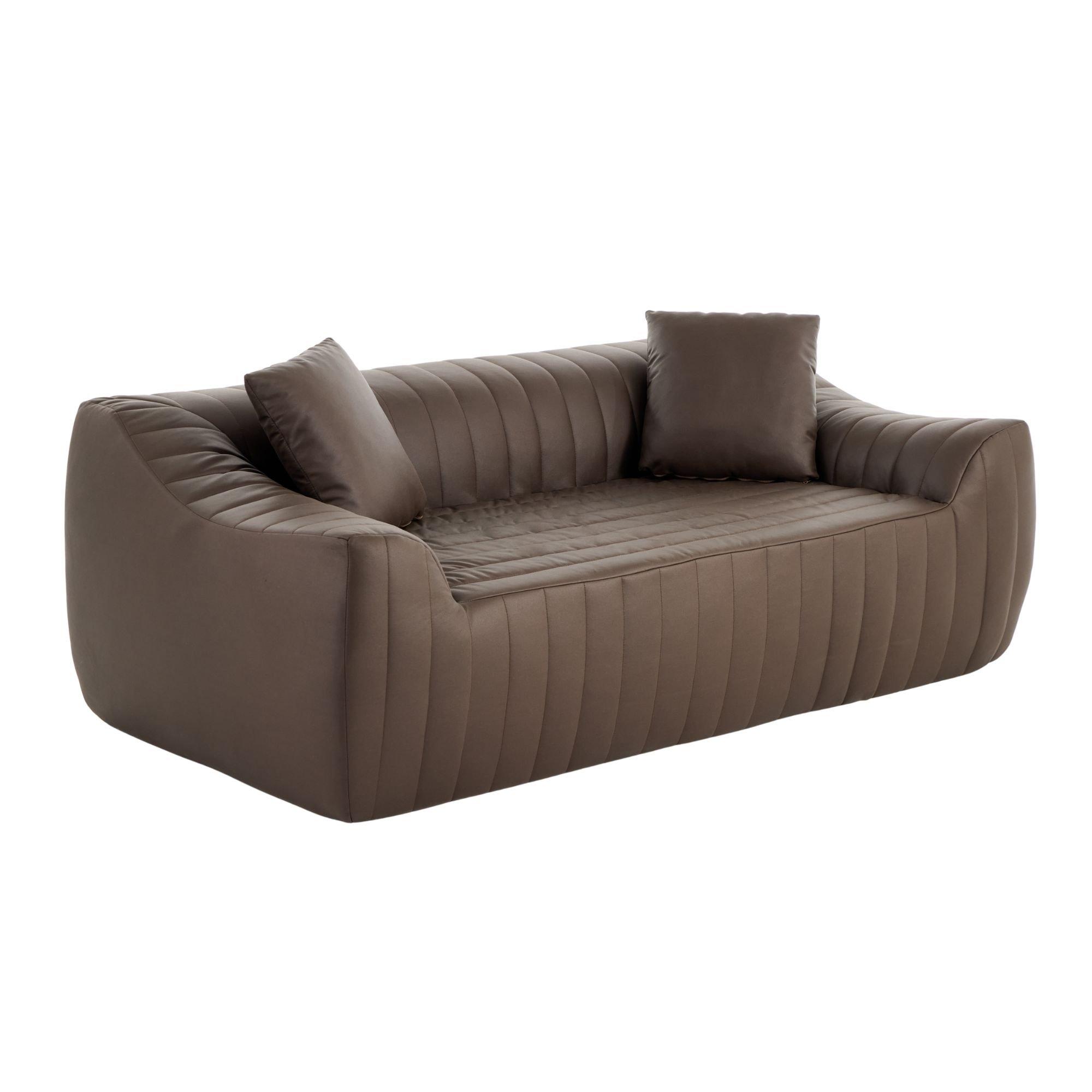 Brown - Urban Meuble - Modern Channel-Tufted 2-Seater Sofa - 7