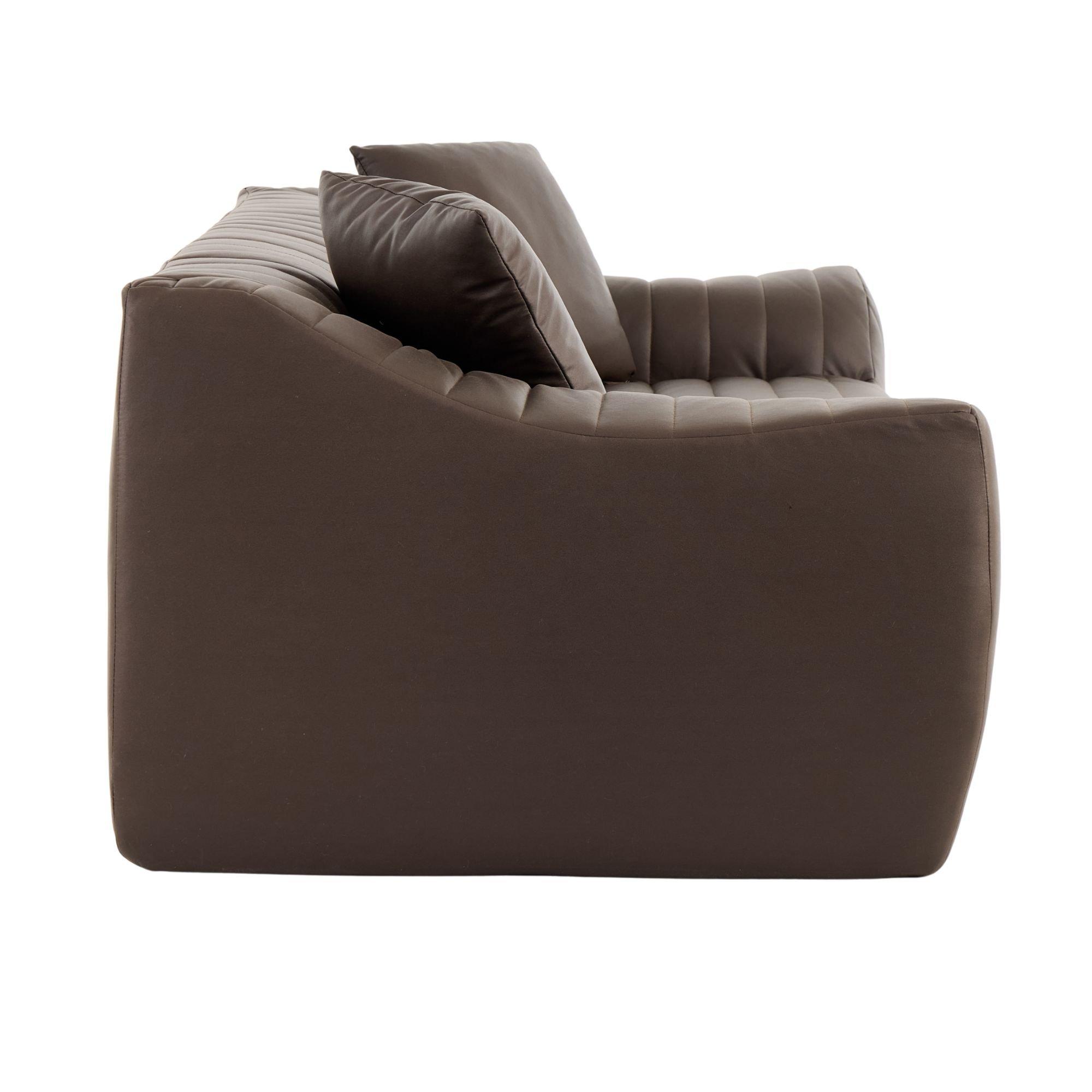 Brown - Urban Meuble - Modern Channel-Tufted 2-Seater Sofa - 8