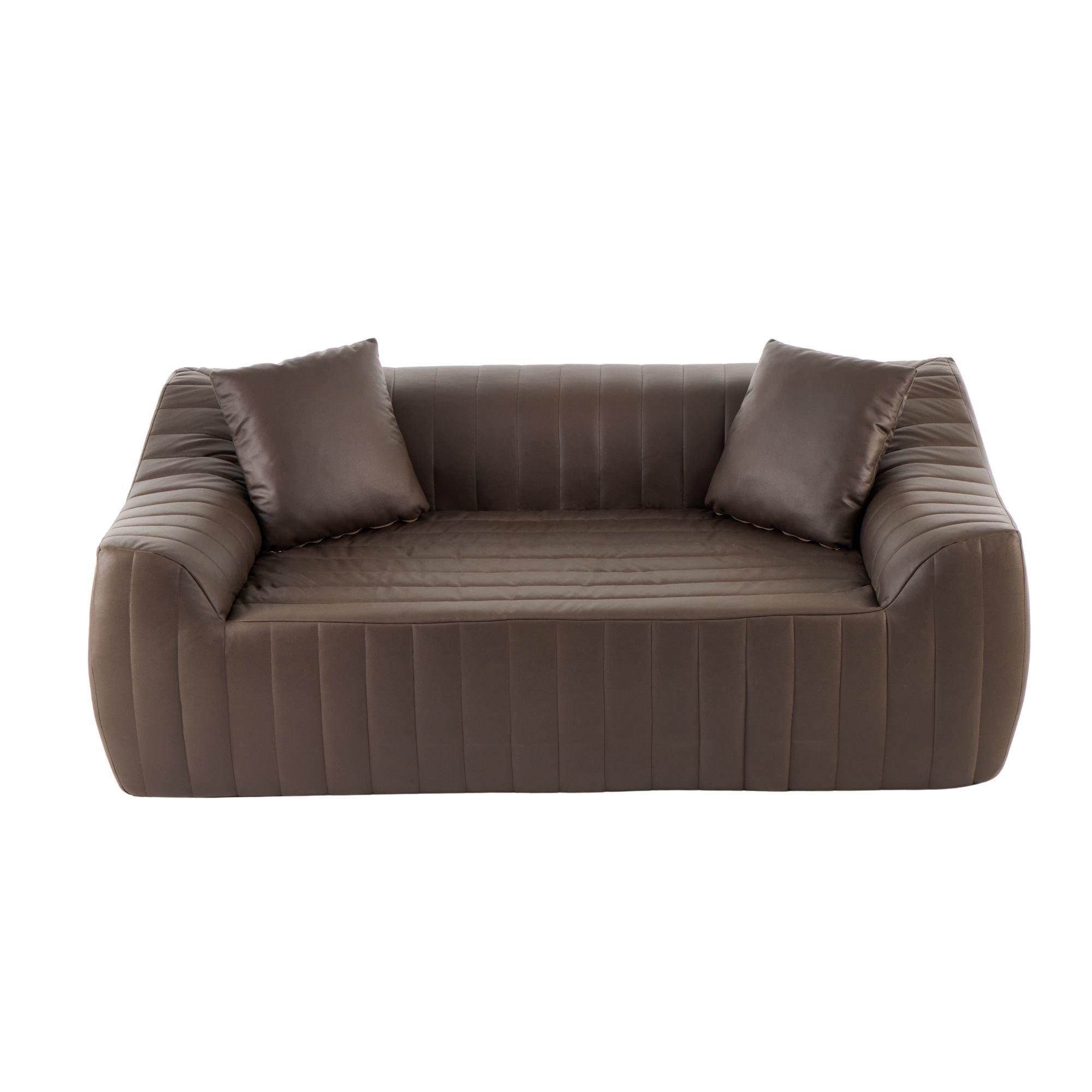 Brown - Urban Meuble - Modern Channel-Tufted 2-Seater Sofa - 10