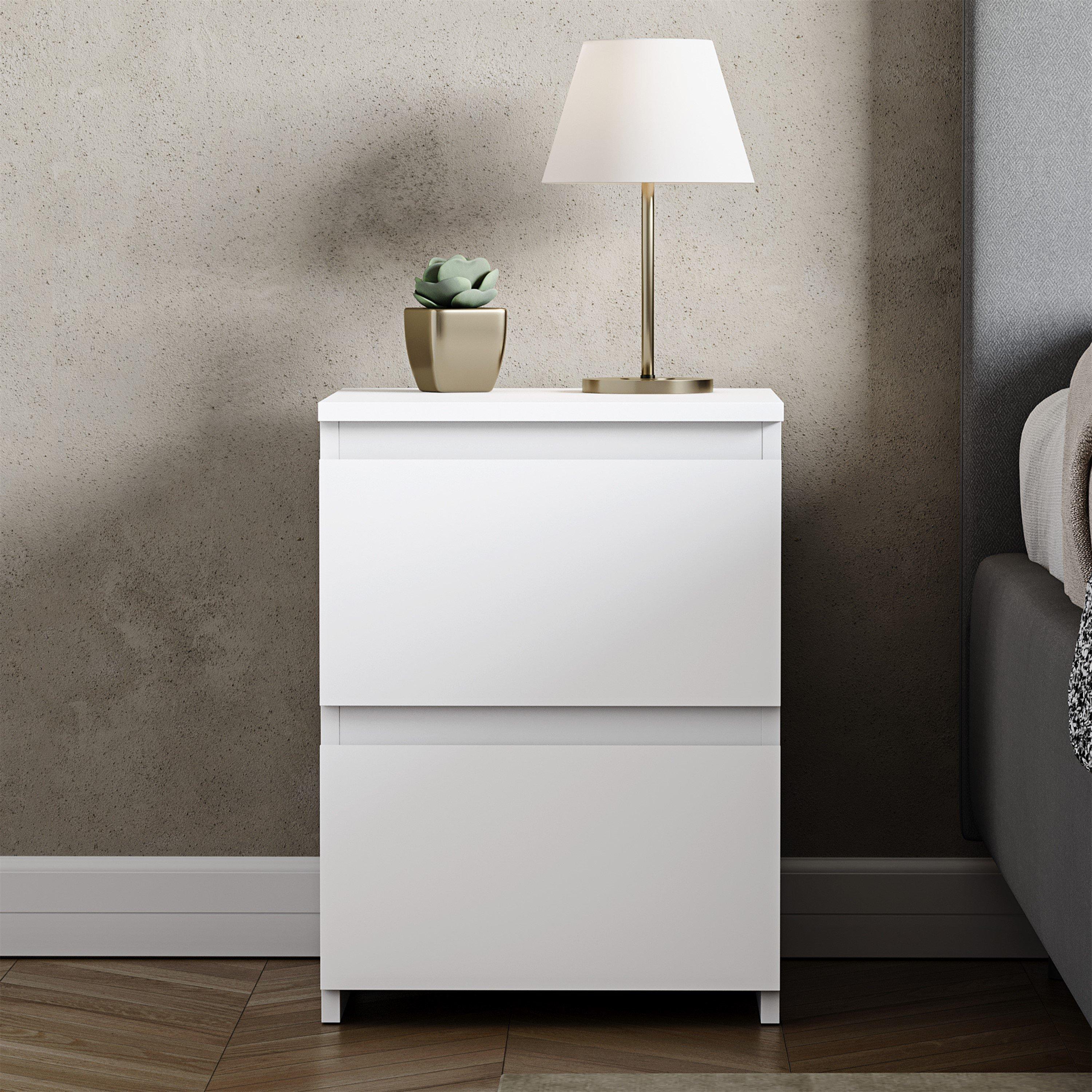 White - Lassic - Vida Designs Denver 2 Drawer Large Bedside Chest - 3