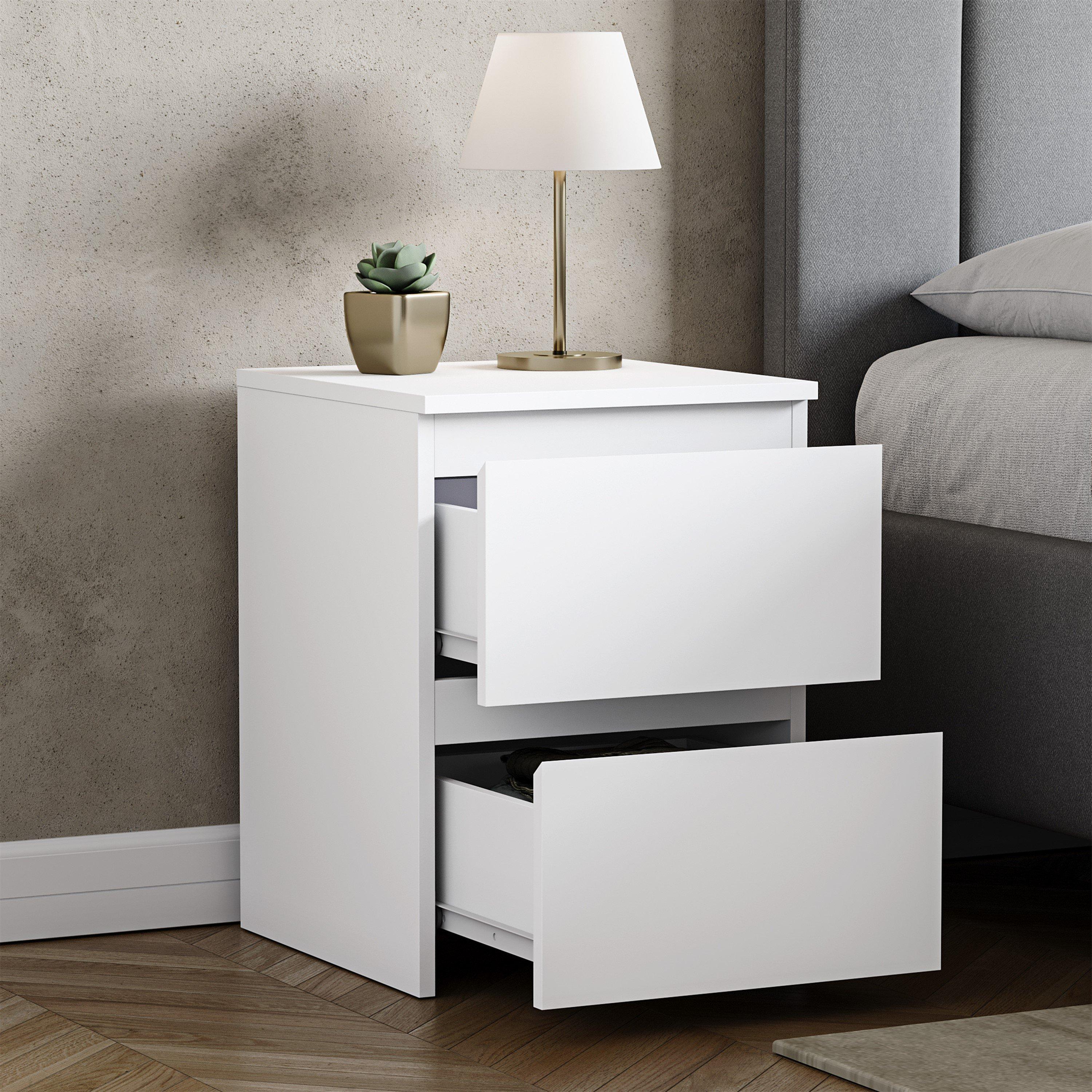 White - Lassic - Vida Designs Denver 2 Drawer Large Bedside Chest - 6