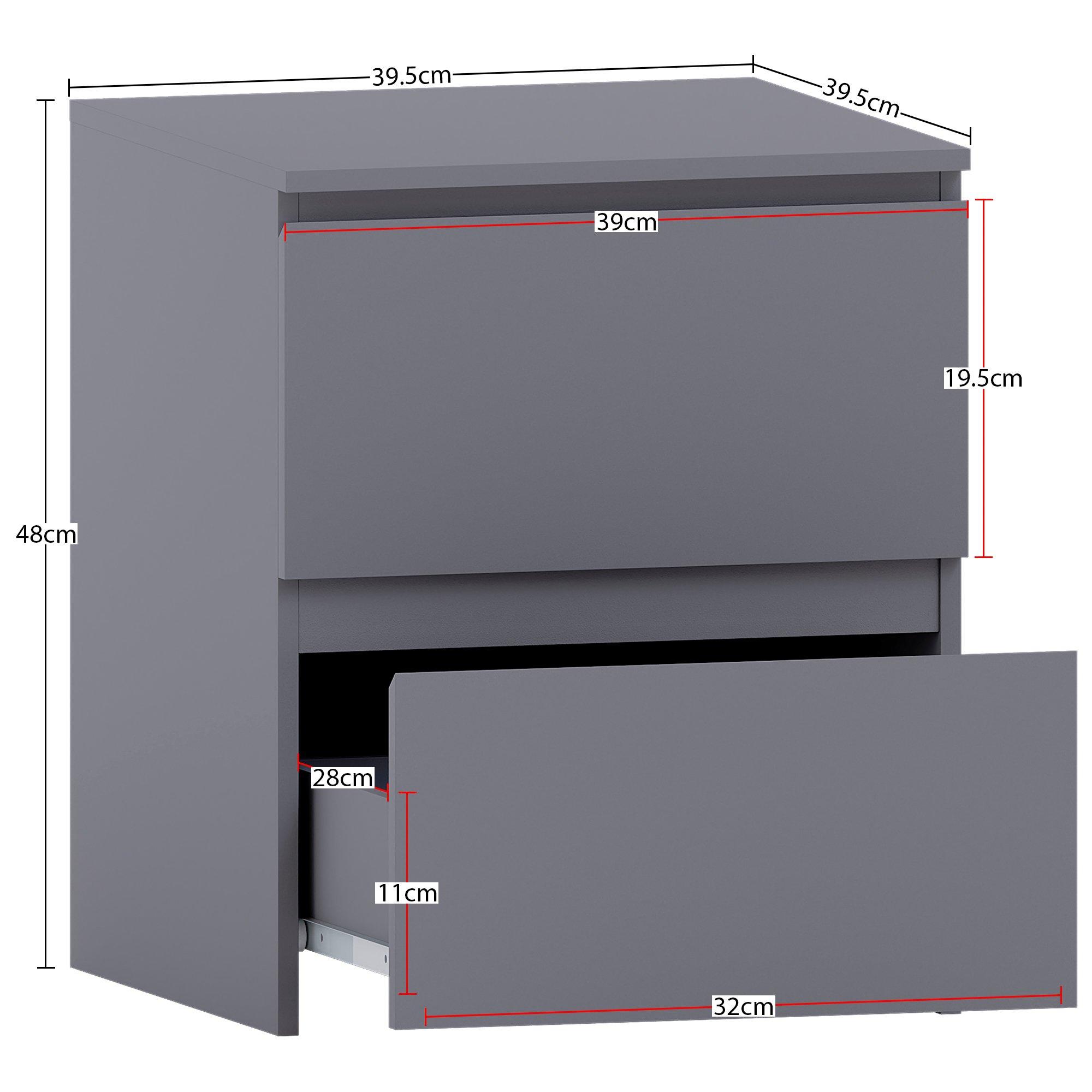 Grey - Lassic - Vida Designs Denver 2 Drawer Large Bedside Chest - 2