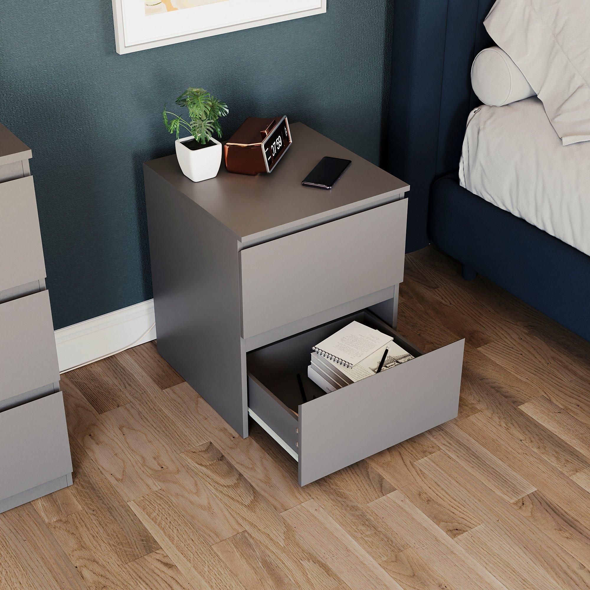 Grey - Lassic - Vida Designs Denver 2 Drawer Large Bedside Chest - 4