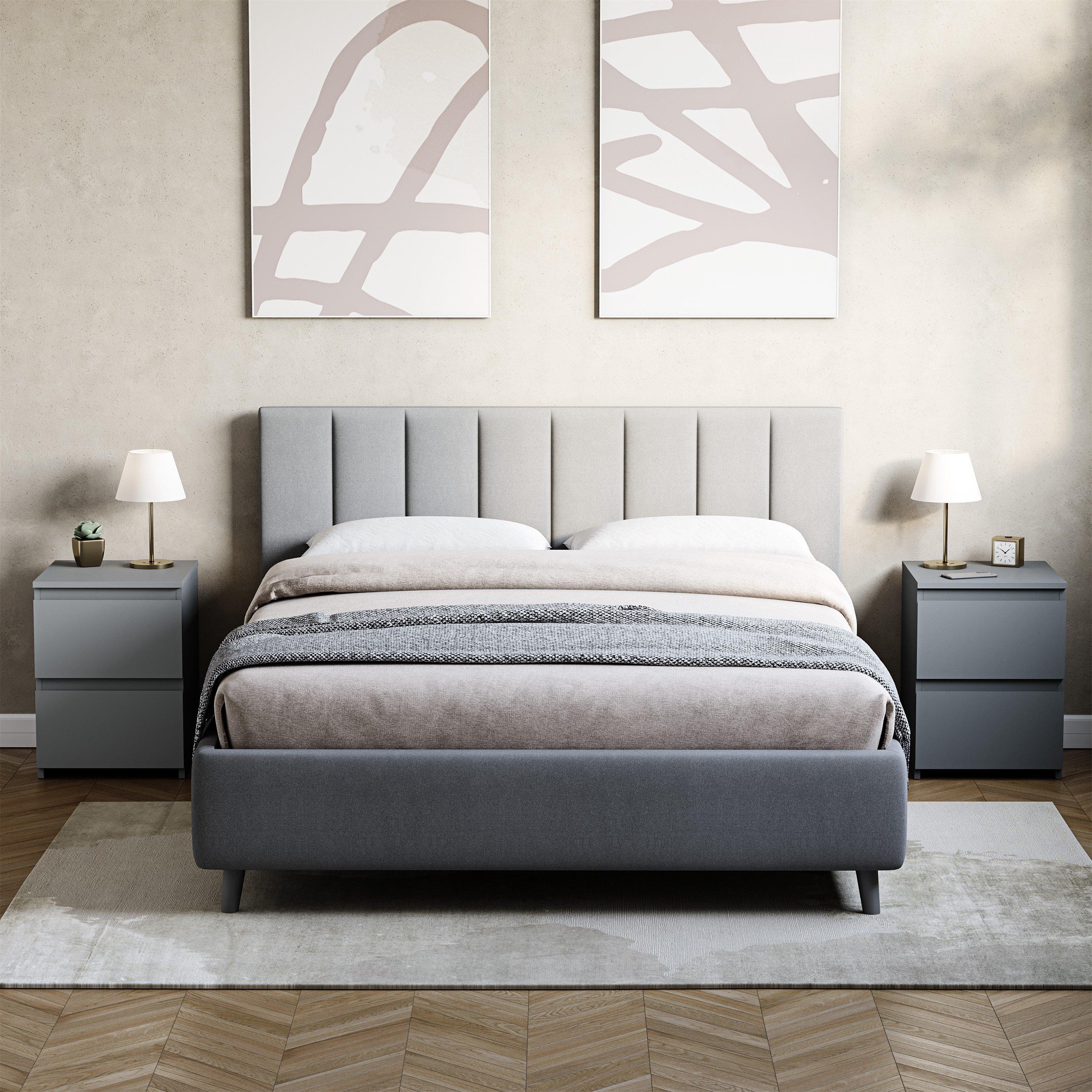 Grey - Lassic - Vida Designs Denver 2 Drawer Large Bedside Chest - 9