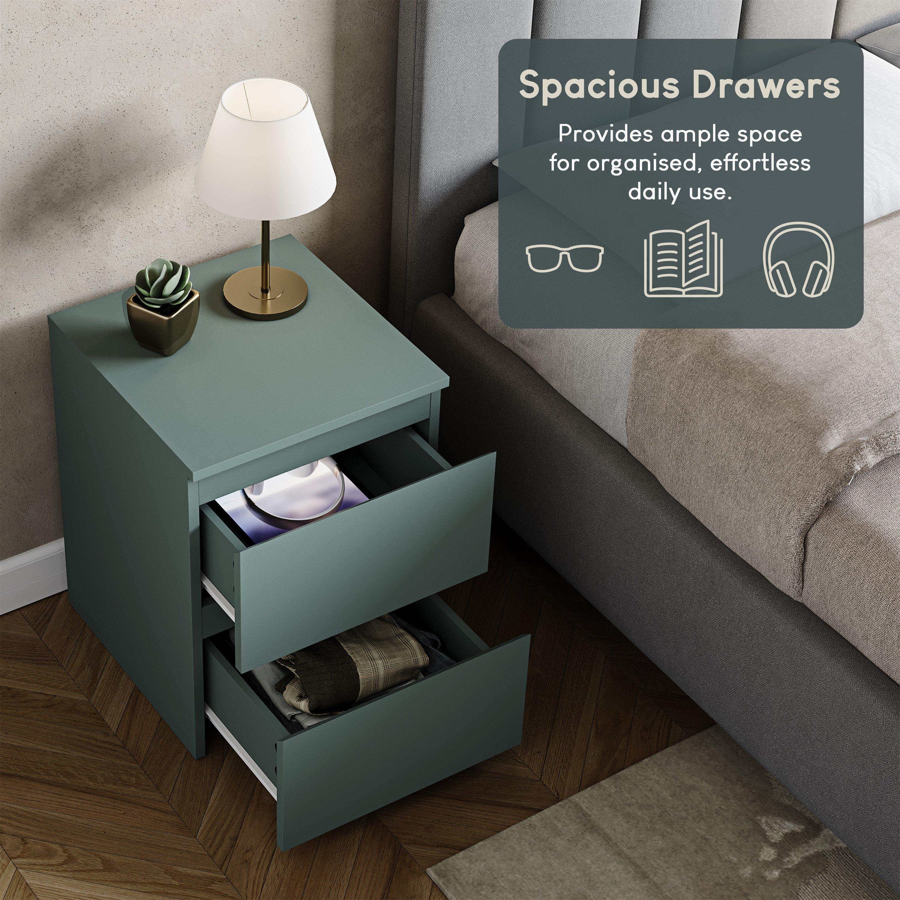 Jasper Green - Lassic - Vida Designs Denver 2 Drawer Large Bedside Chest - 7