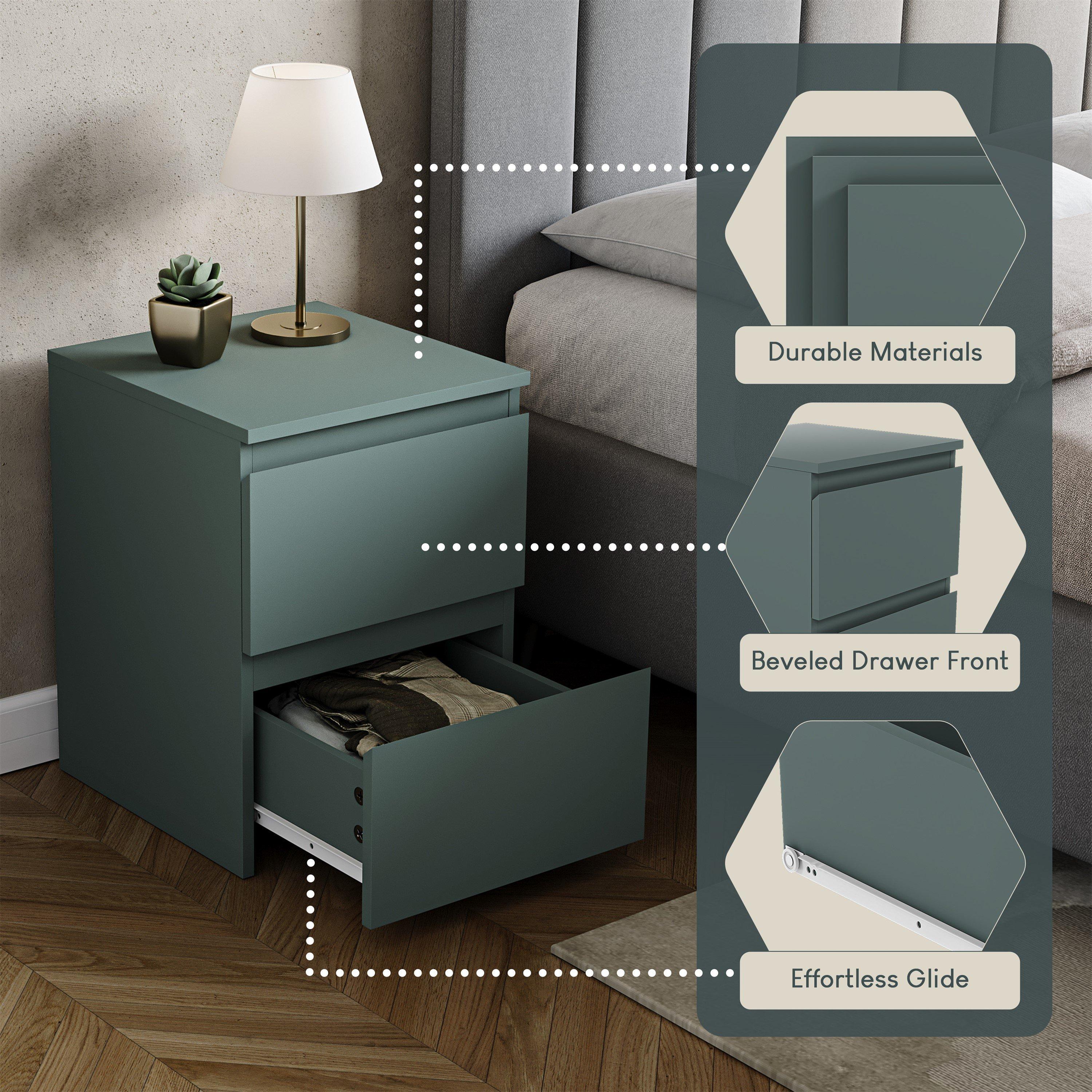 Jasper Green - Lassic - Vida Designs Denver 2 Drawer Large Bedside Chest - 8