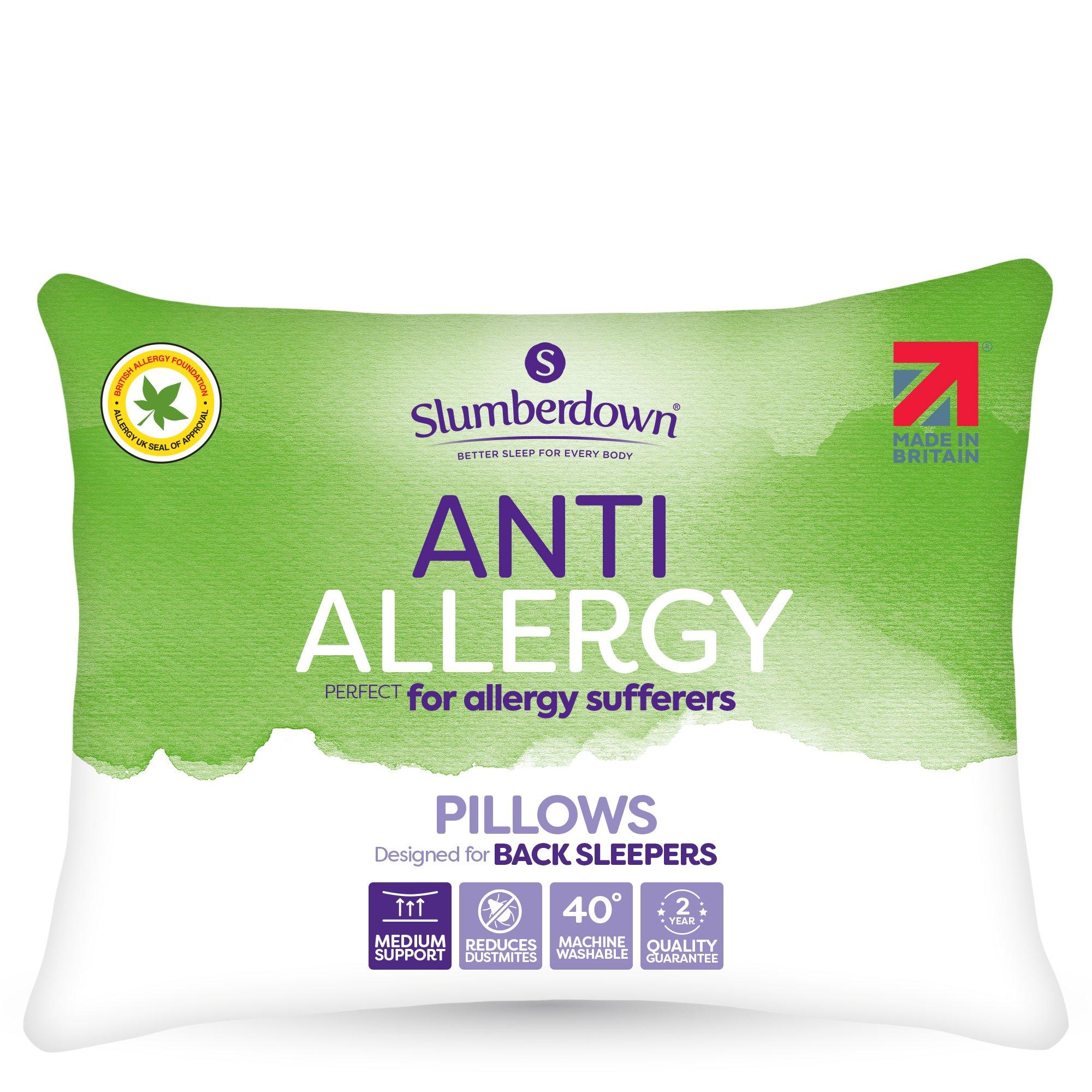 White - Slumberdown - Anti Allergy Medium Support Pillow - 1