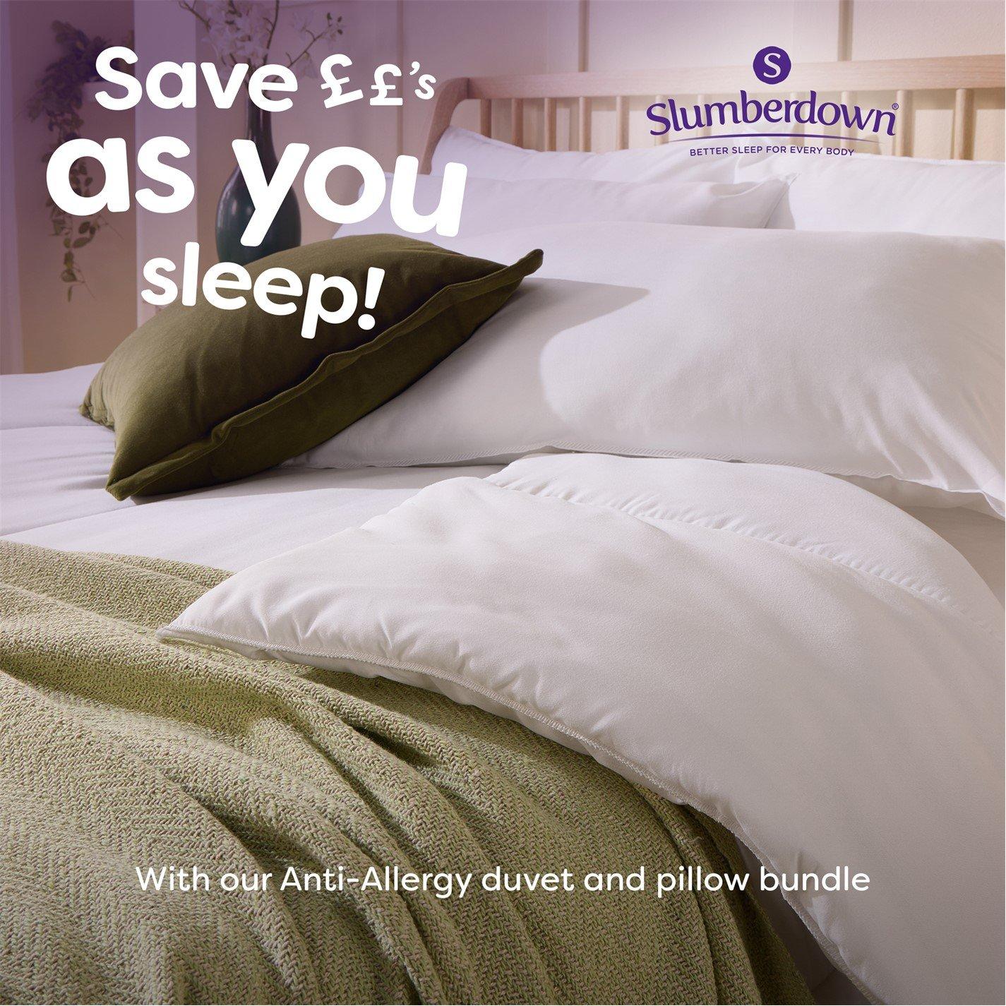 White - Slumberdown - Anti Allergy Medium Support Pillow - 6